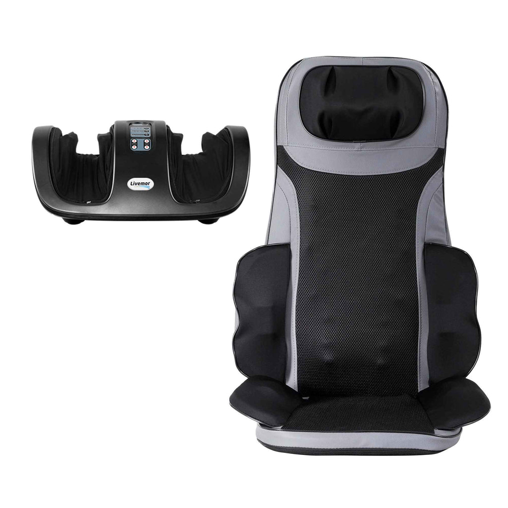 Livemor Full Back Massage Seat Cushion Heating With Kneading Foot Massagers