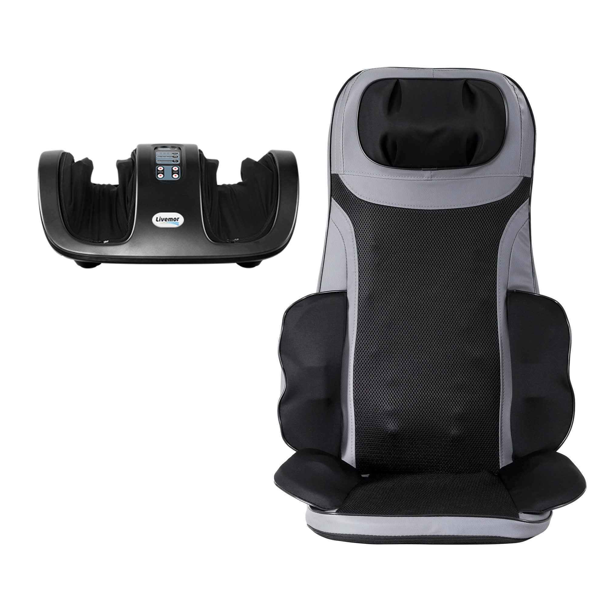 Livemor Full Back Massage Seat Cushion Heating With Kneading Foot Massagers