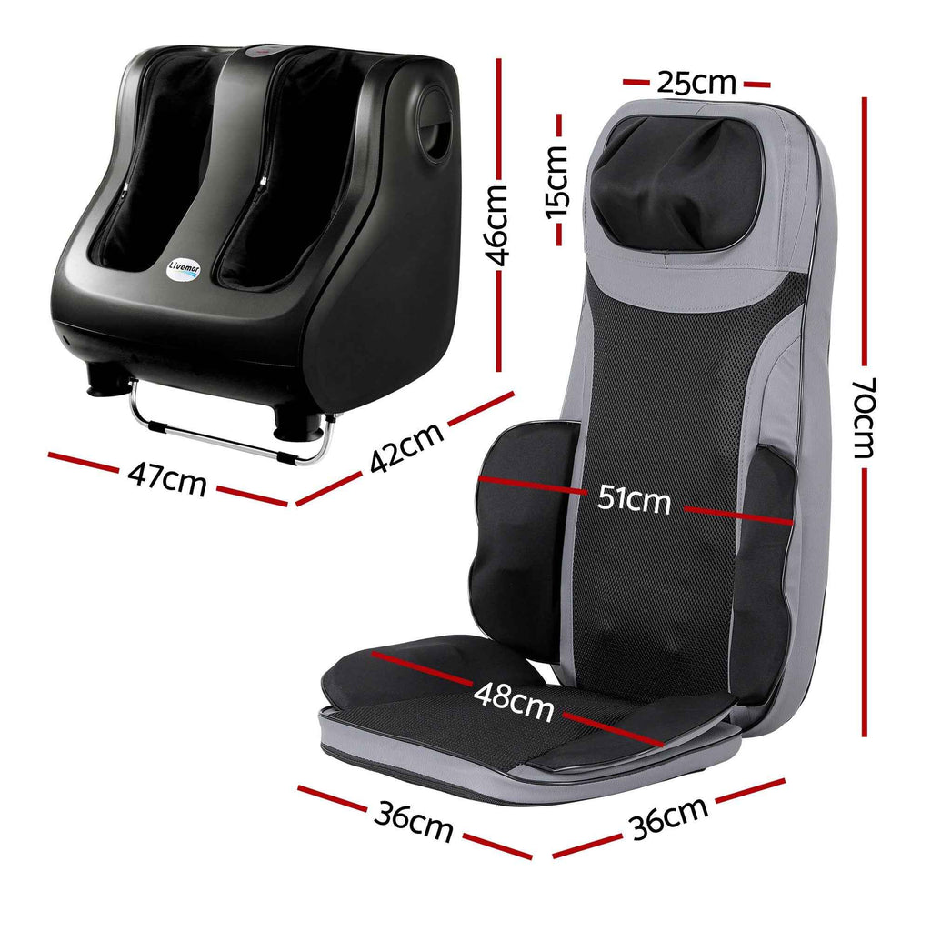 Livemor Full Back Massage Seat Cushion Heating With 360° Foot Massagers