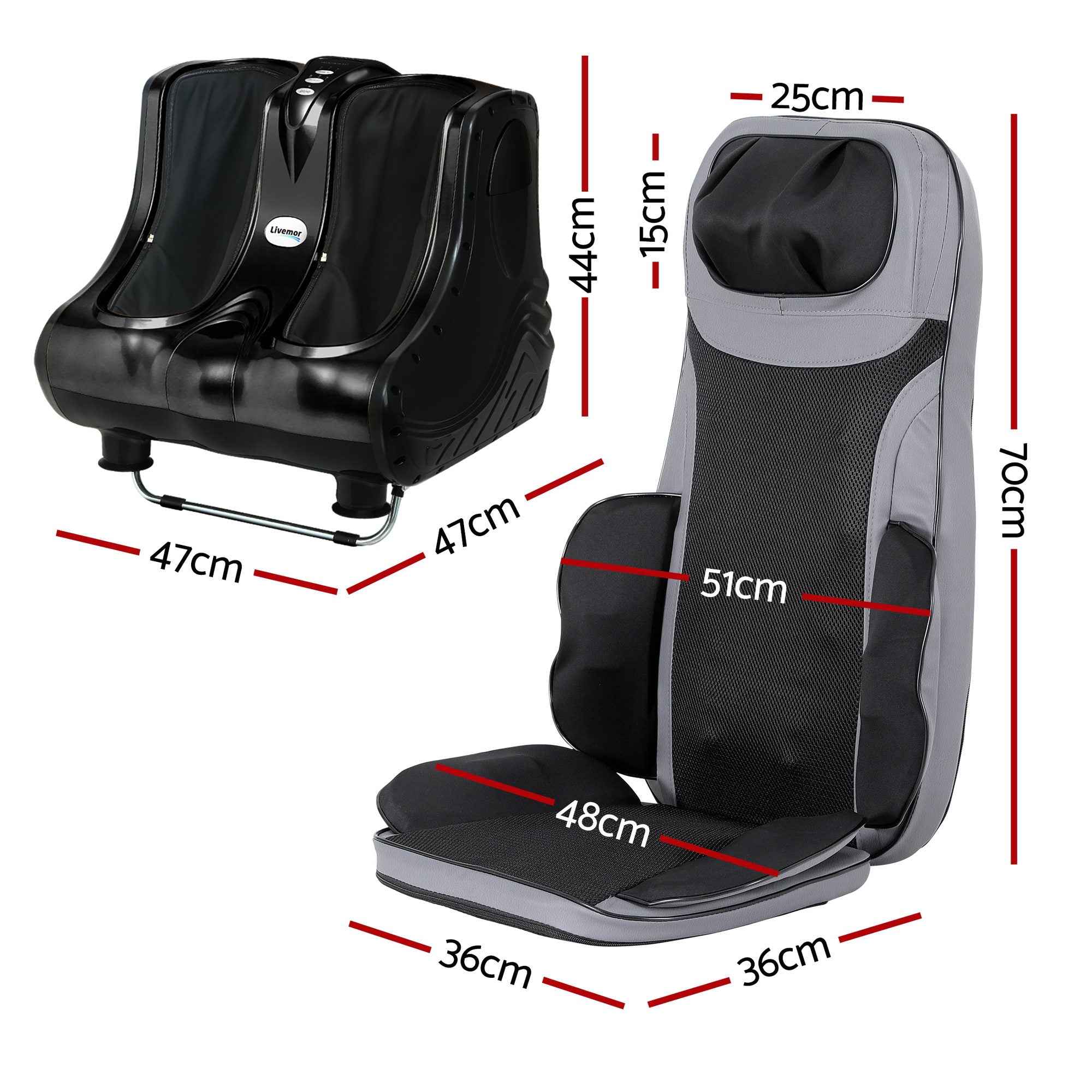 Livemor Massage Cushion Heating Massage Seats With Calf Foot Massager