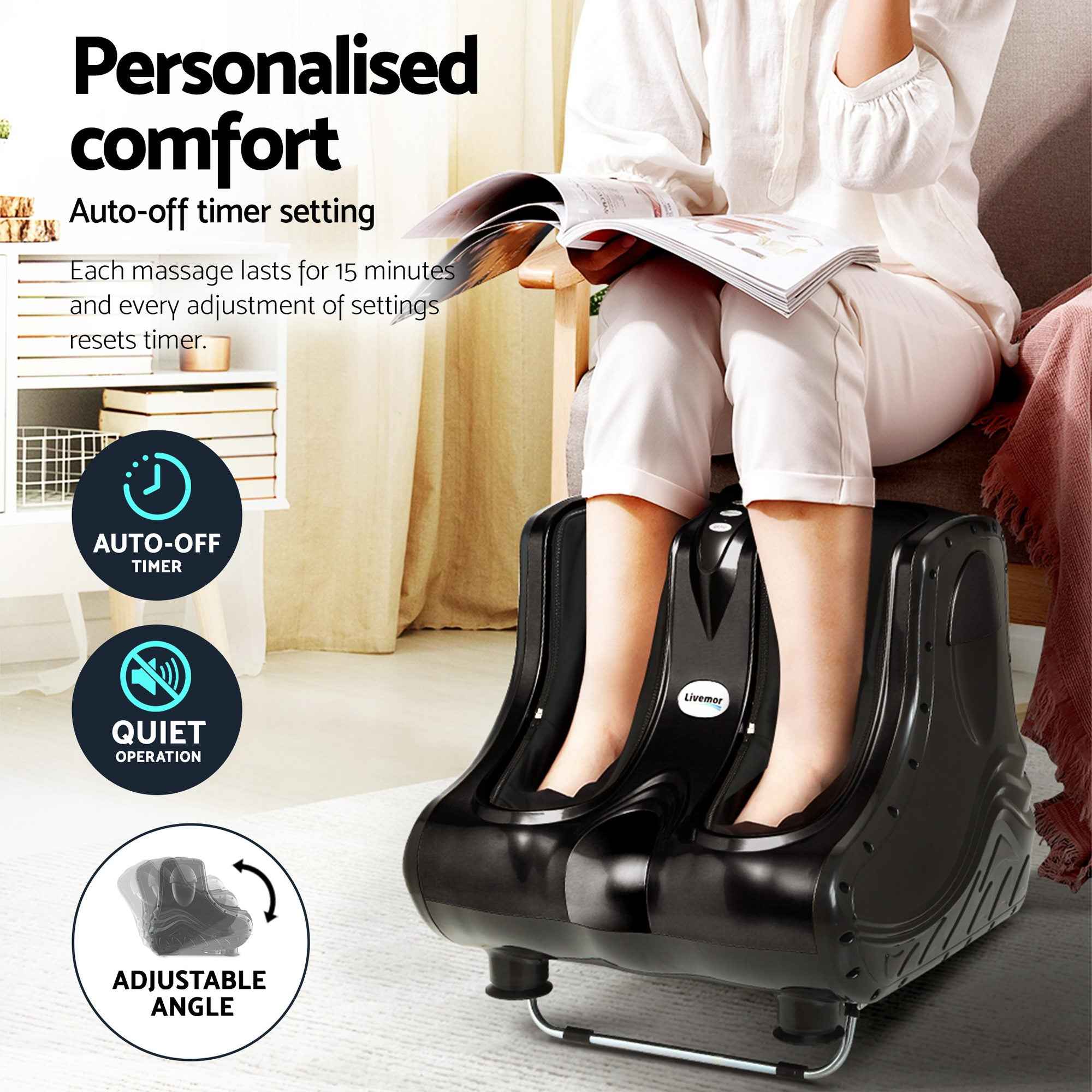 Livemor Massage Cushion Heating Massage Seats With Calf Foot Massager