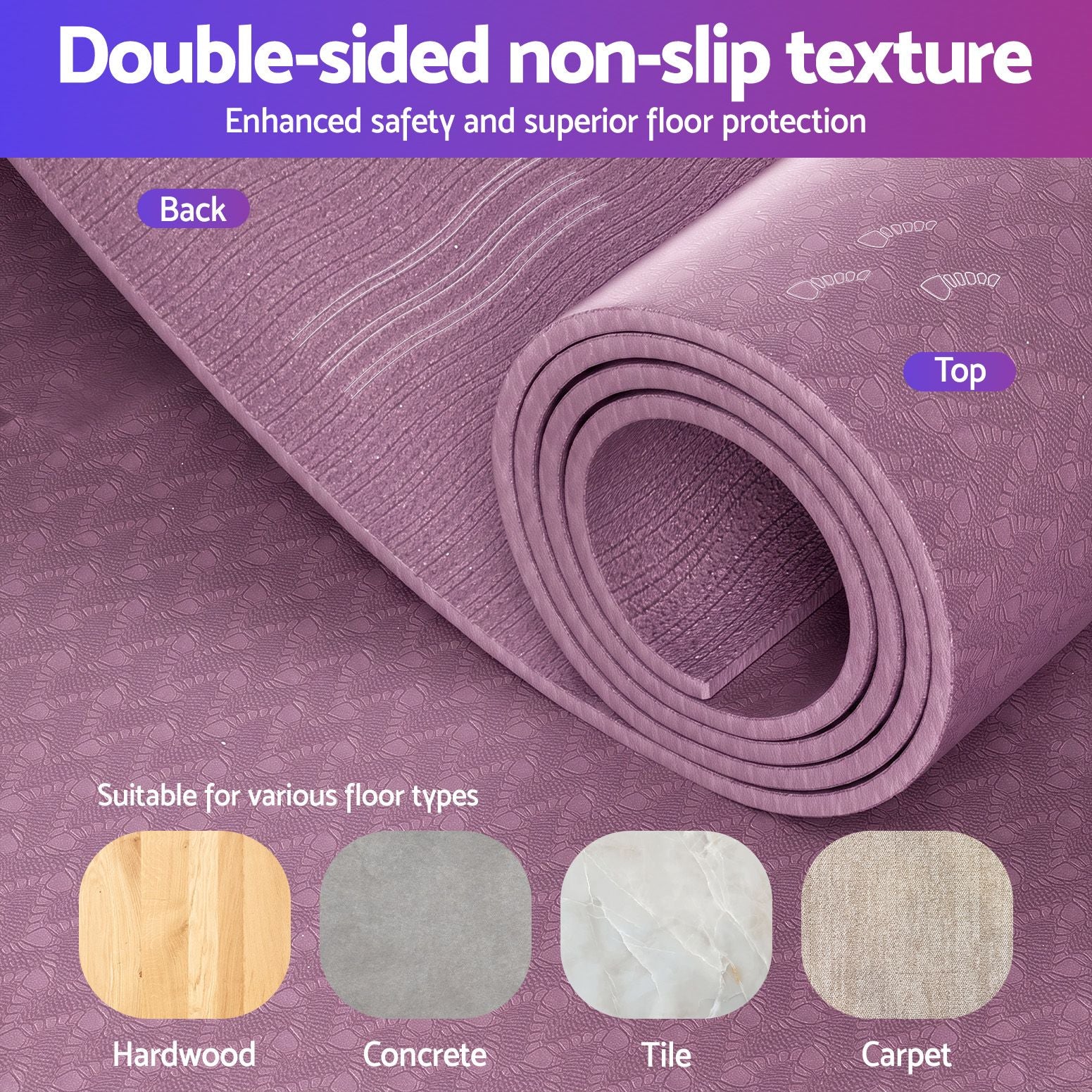 Everfit Exercise Equipment Mat 2M Treadmill Floor Rug Home Gym Fitness Purple