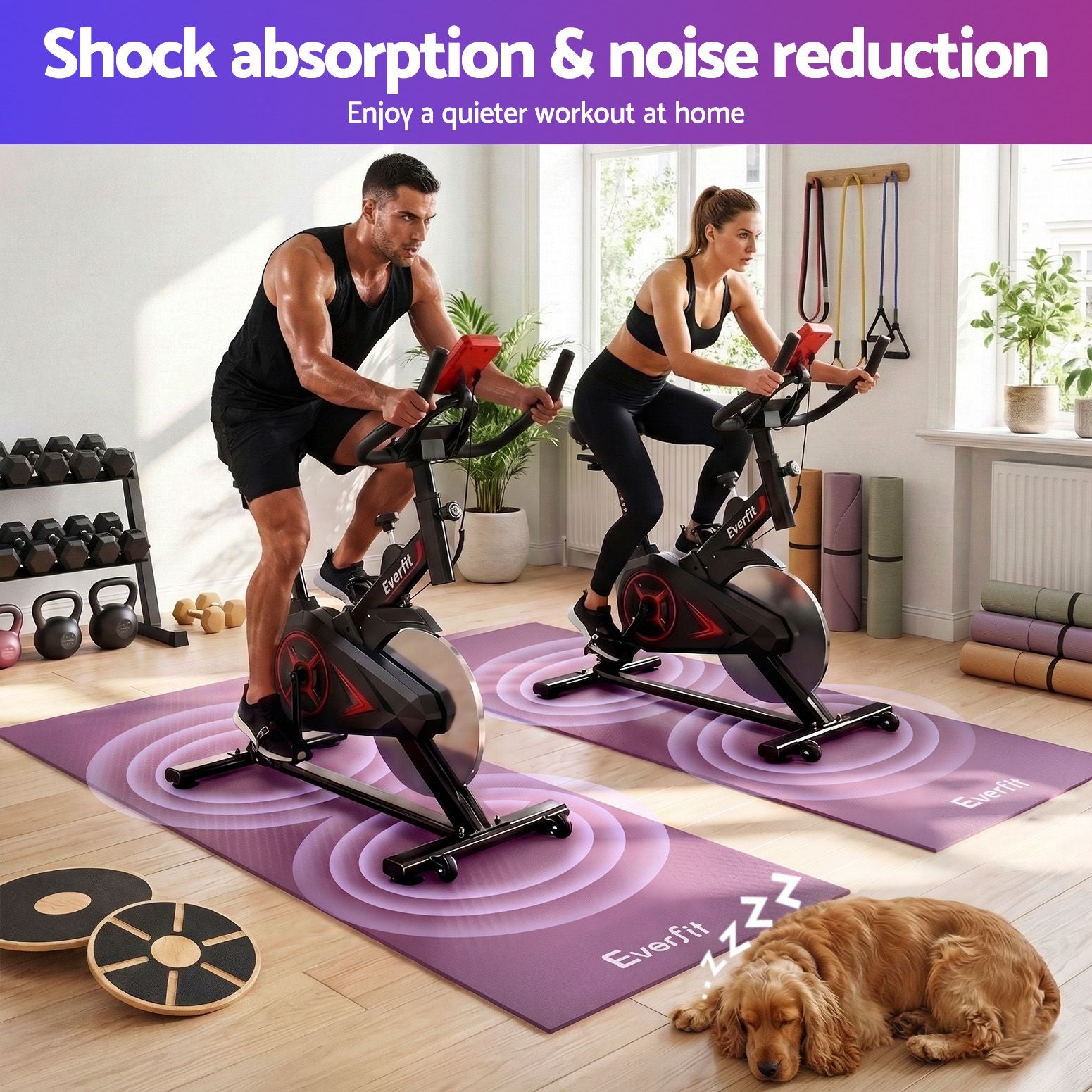 Everfit Exercise Equipment Mat 2M Treadmill Floor Rug Home Gym Fitness Purple