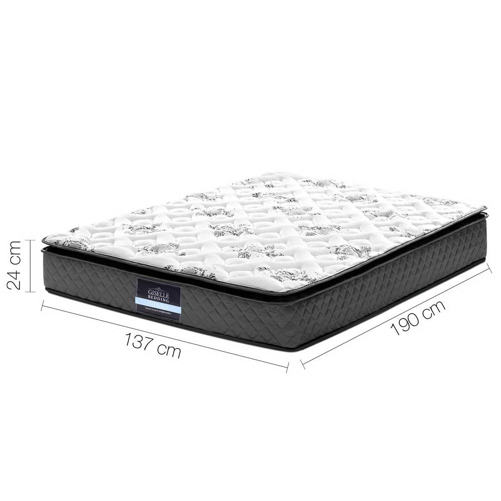 Giselle Bedding Double Mattress 24cm Pillow Top Bonnell Spring Egg Crate