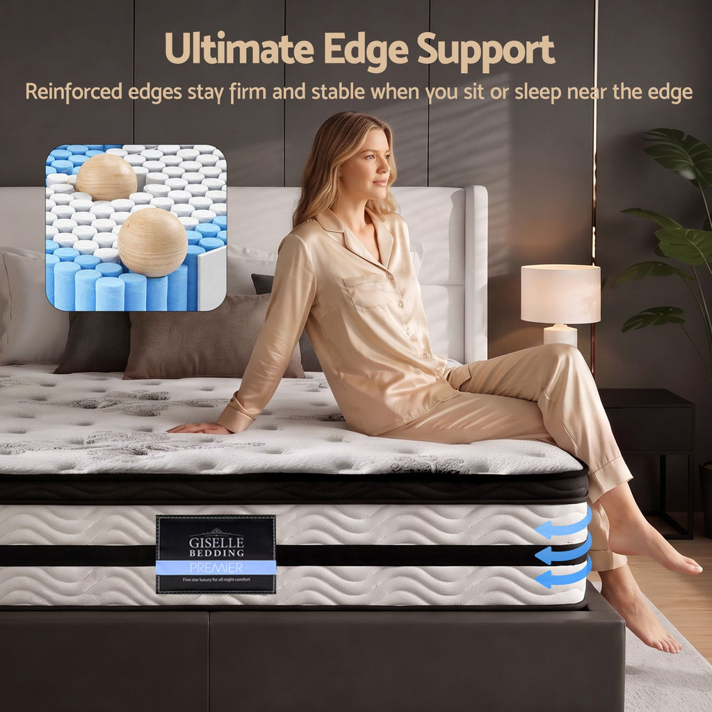 Giselle Bedding 34cm Mattress Euro Top Pocket Spring Double
