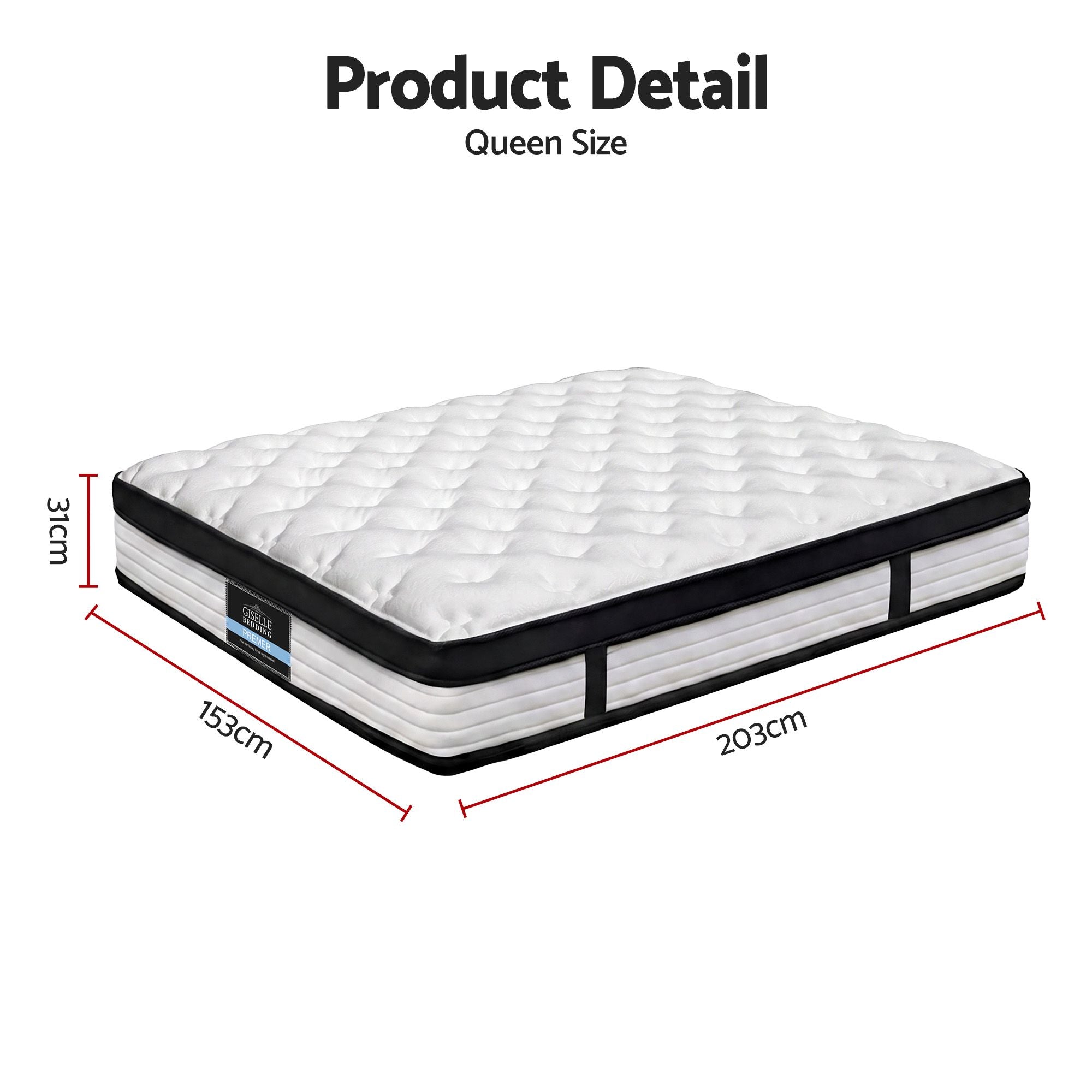 Giselle Bedding 31cm Mattress Euro Top Queen