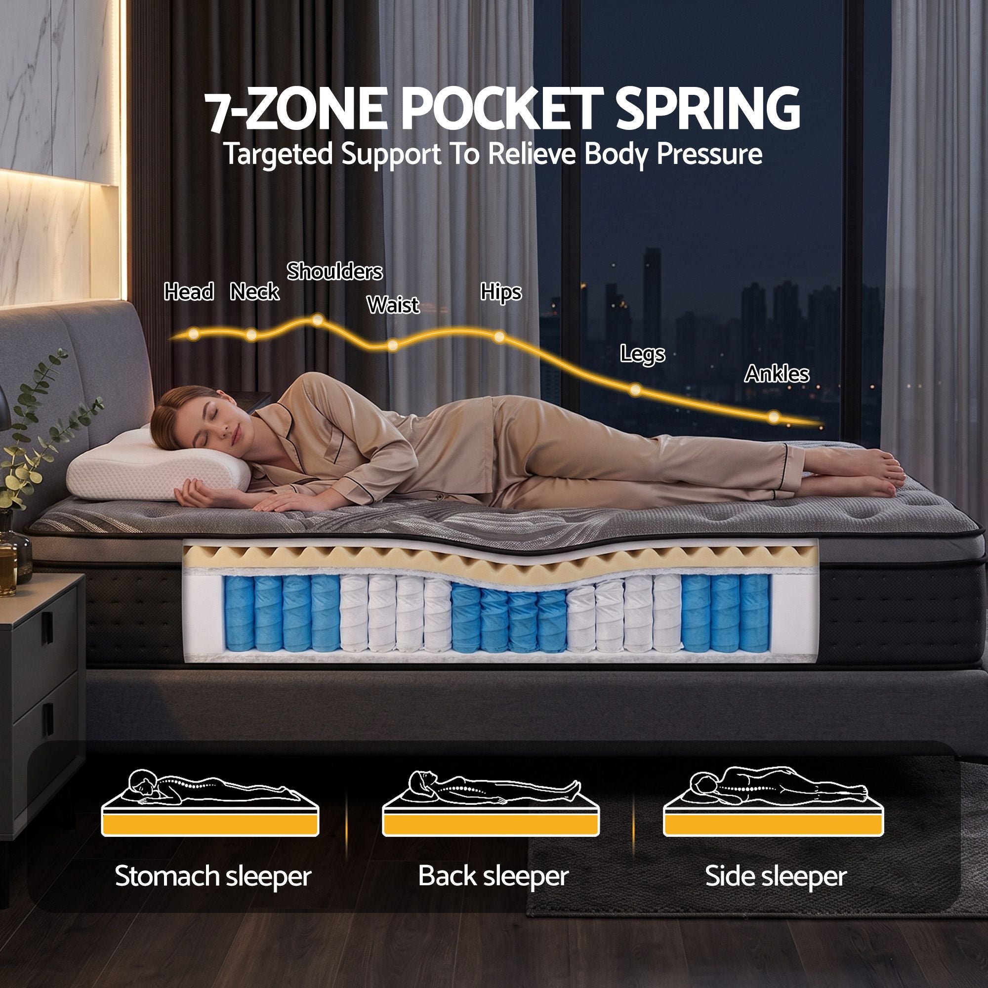 Funda de colchón de bambú Giselle Bedding de 34 cm para cama individual y tamaño King