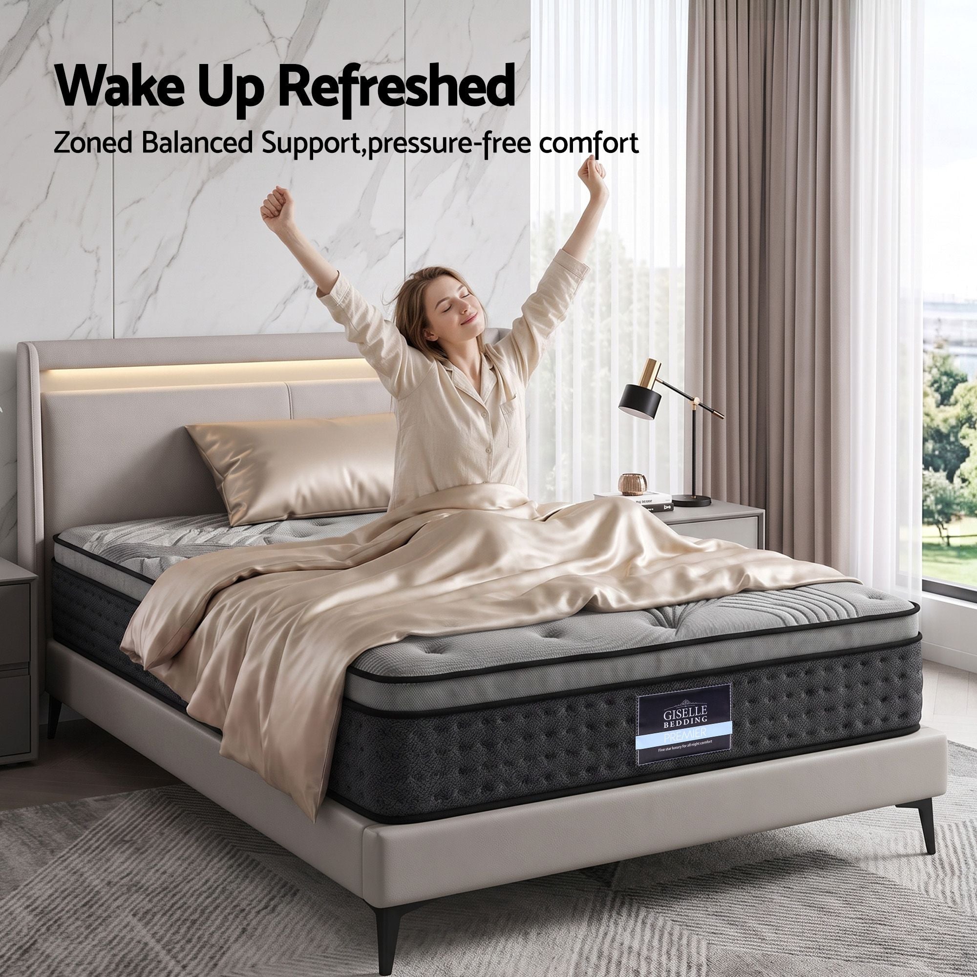 Funda de colchón de bambú Giselle Bedding de 34 cm para cama individual y tamaño King