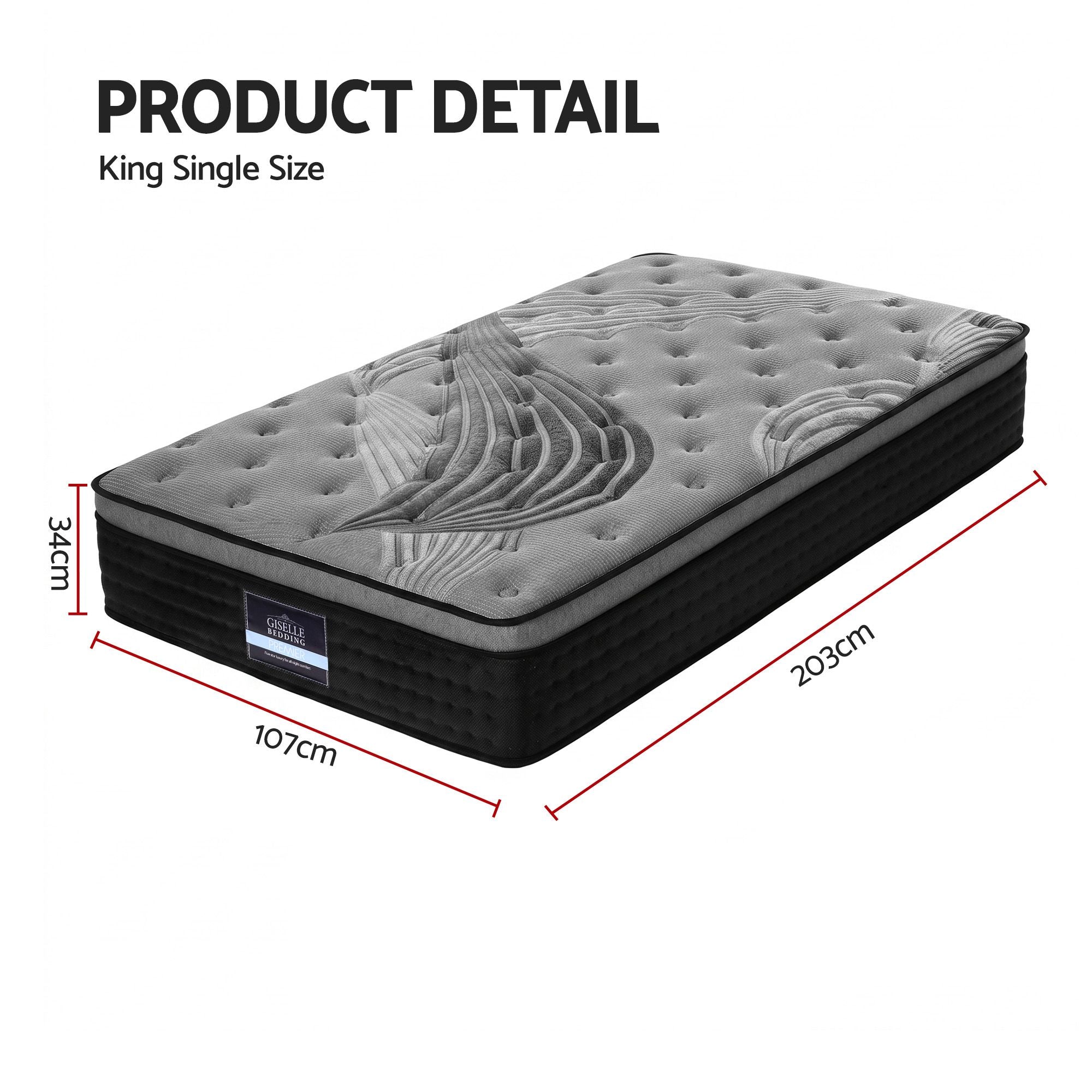 Funda de colchón de bambú Giselle Bedding de 34 cm para cama individual y tamaño King