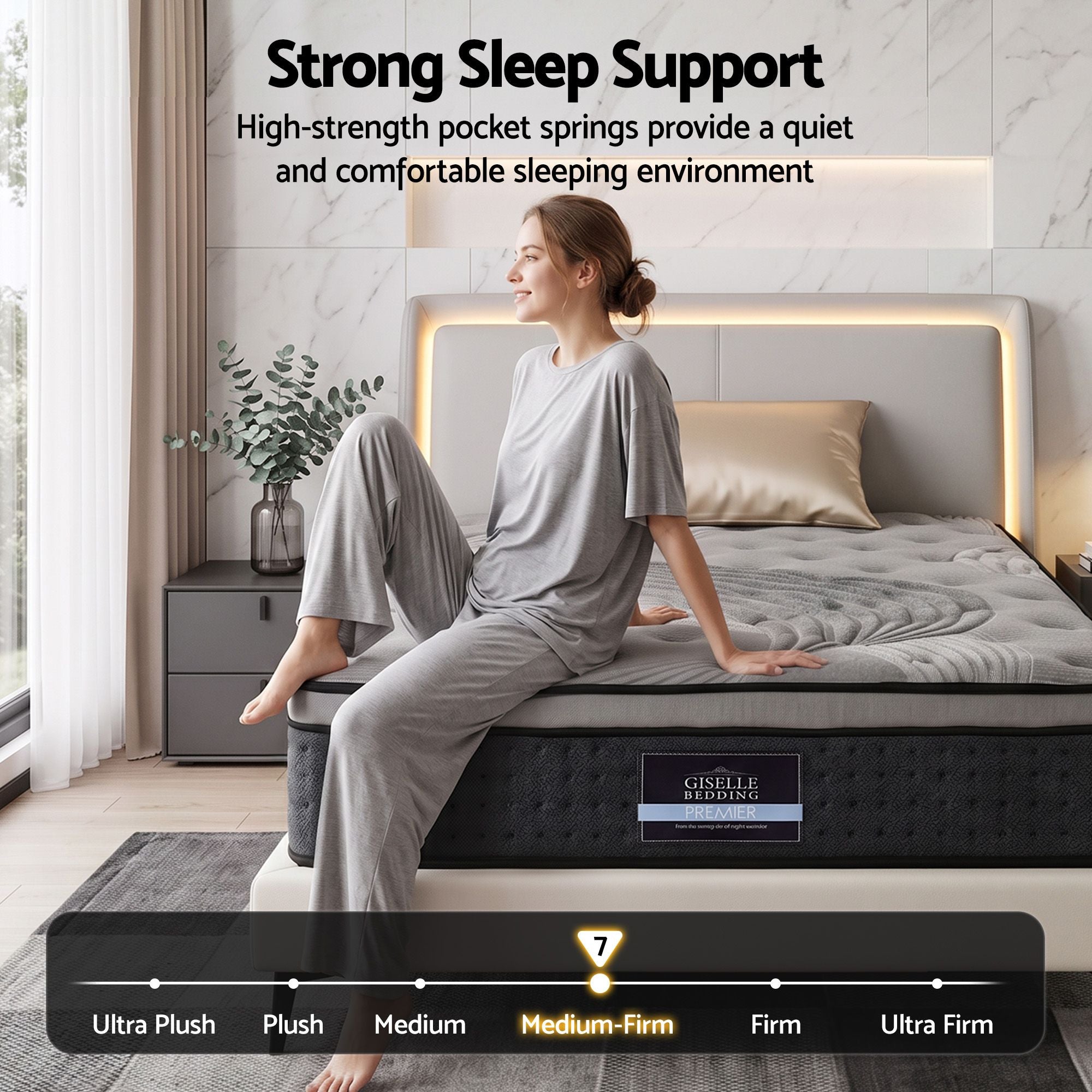 Giselle Bedding 34 厘米竹制单人床垫套