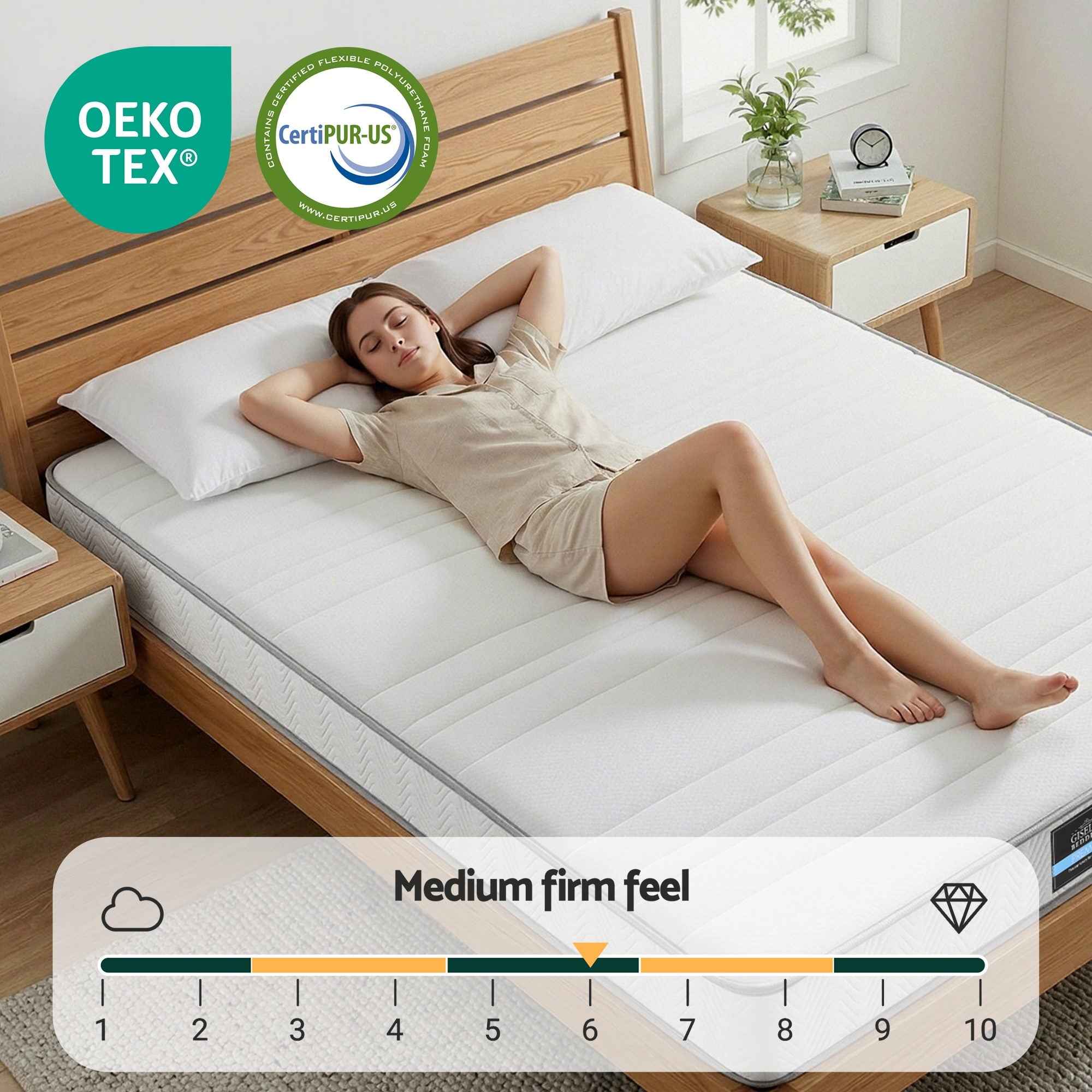 Giselle King Mattress 20cm with Reinforced Edge Support Egg-Crate Foam