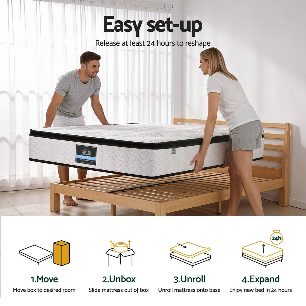 Giselle Bedding 30cm Mattress Pocket Spring Medium Firm Foam Euro Top Double