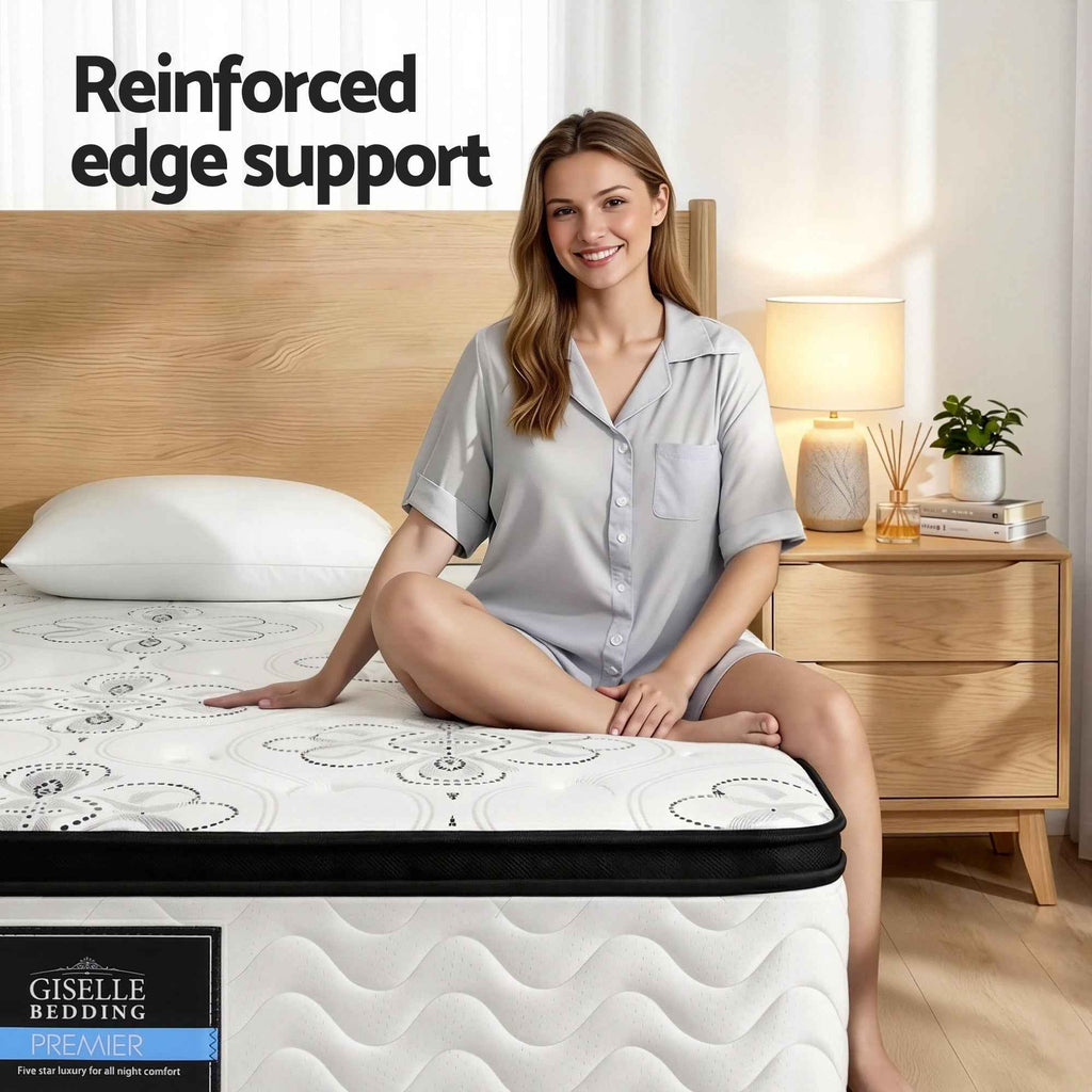 Giselle Bedding 30cm Mattress Pocket Spring Medium Firm Foam Euro Top King Single