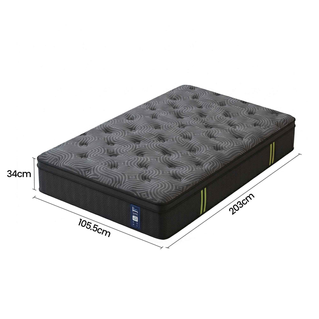 Levitex 34 cm Pocket Spring Mattress with Reinforced Edge Support & 5-Zone Pressure Relief Breathable Gel Memory Foam Hybrid Mattress for Back Pain ‌King Single