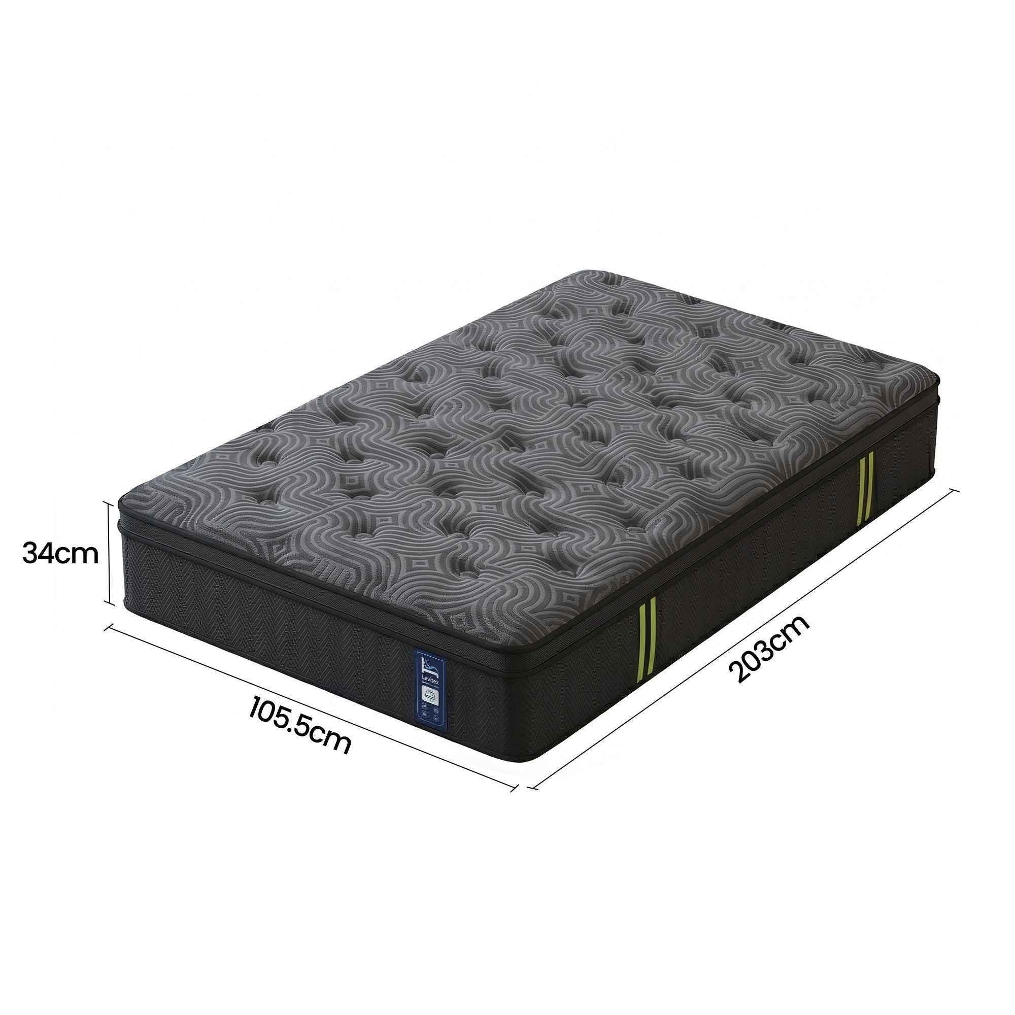 Levitex 34 cm Pocket Spring Mattress with Reinforced Edge Support & 5-Zone Pressure Relief Breathable Gel Memory Foam Hybrid Mattress for Back Pain ‌King Single