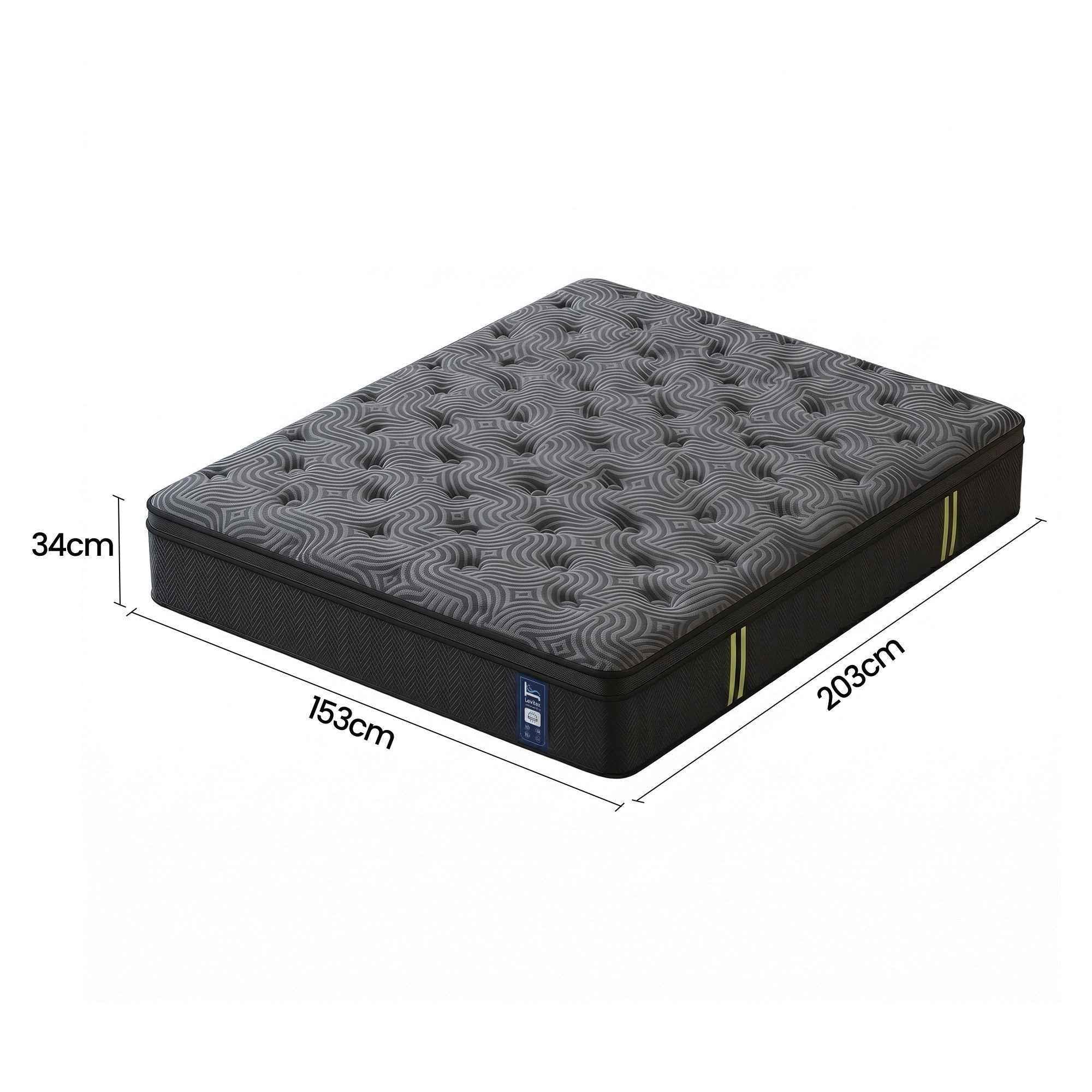 Levitex 34 cm Pocket Spring Mattress with Reinforced Edge Support & 5-Zone Pressure Relief Breathable Gel Memory Foam Hybrid Mattress for Back Pain Queen