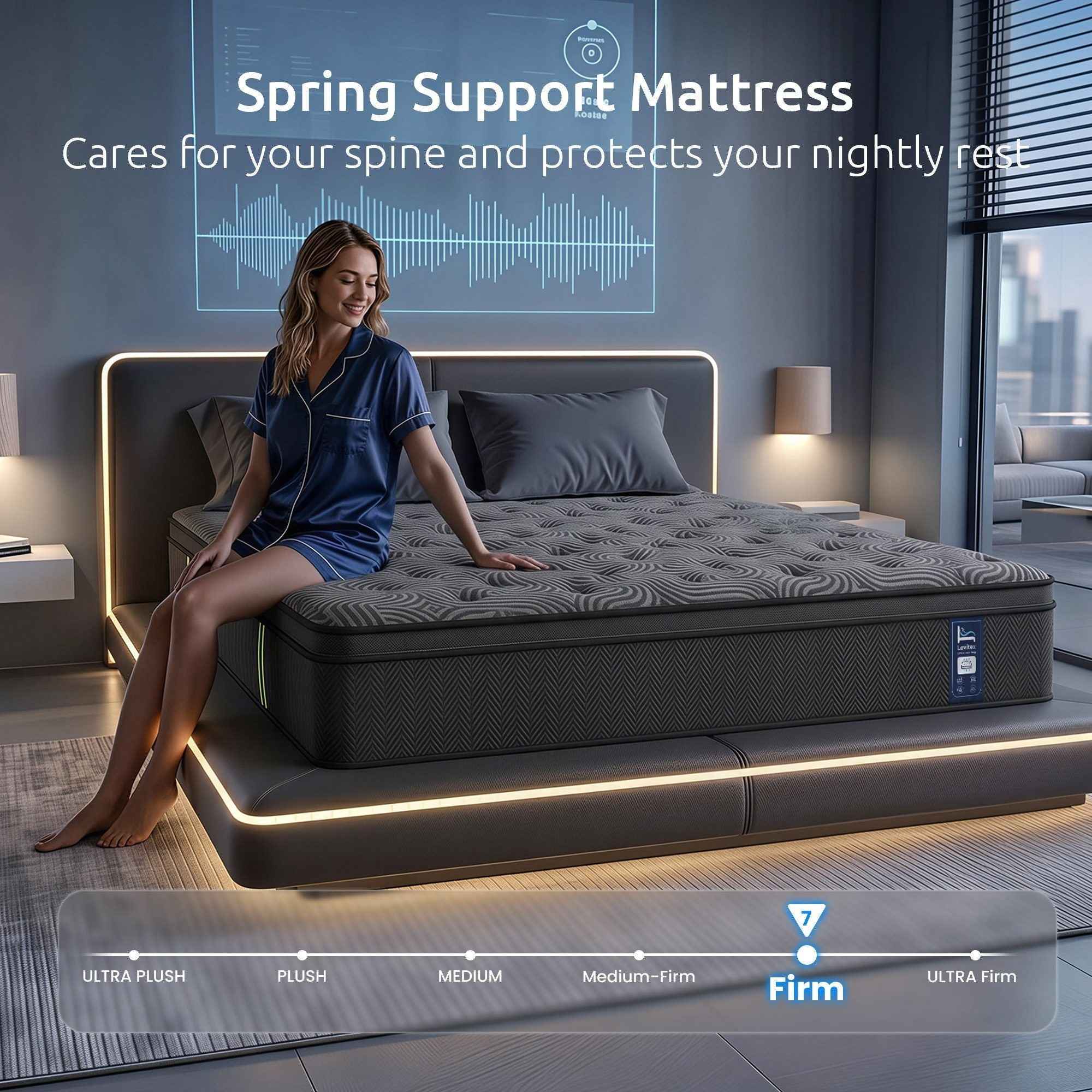 Levitex 34 cm Pocket Spring Mattress with Reinforced Edge Support & 5-Zone Pressure Relief Breathable Gel Memory Foam Hybrid Mattress for Back Pain Queen