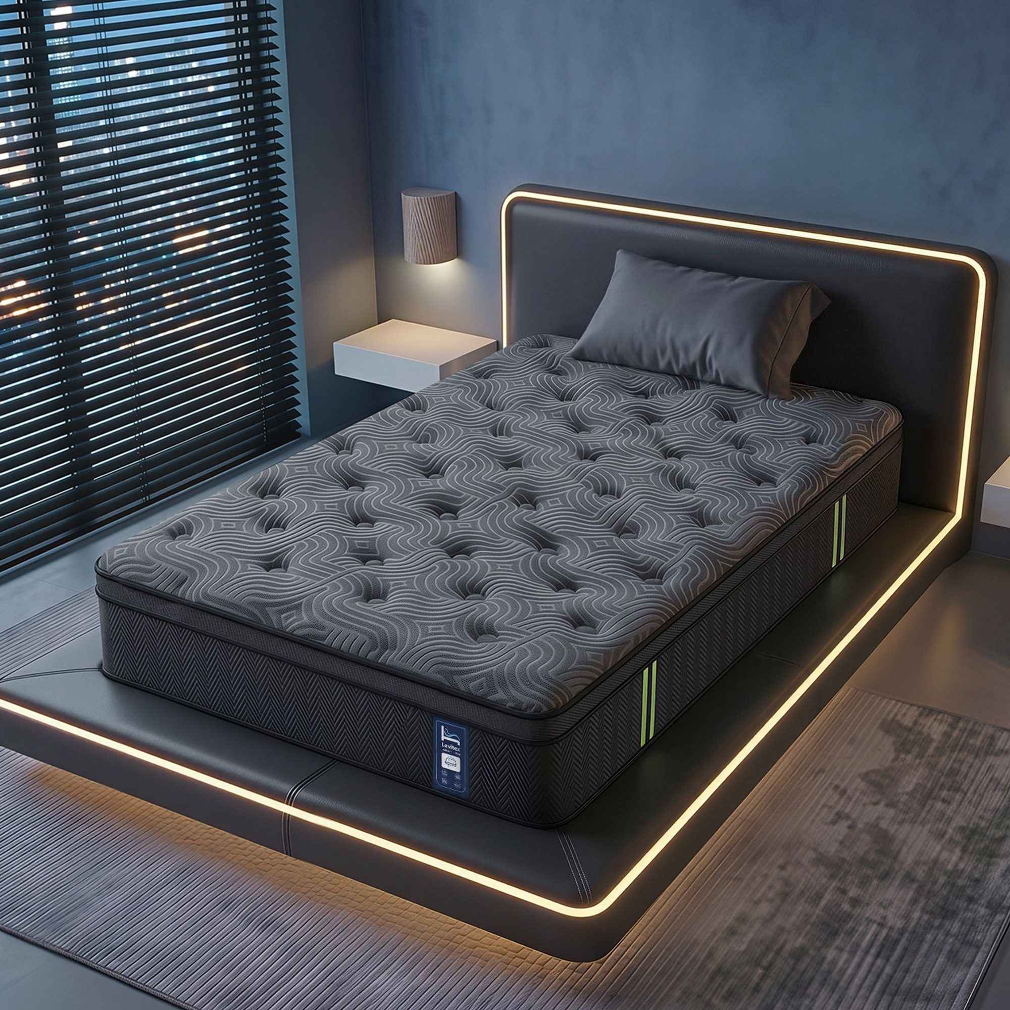Levitex 34 cm Pocket Spring Mattress with Reinforced Edge Support & 5-Zone Pressure Relief Breathable Gel Memory Foam Hybrid Mattress for Back Pain Single