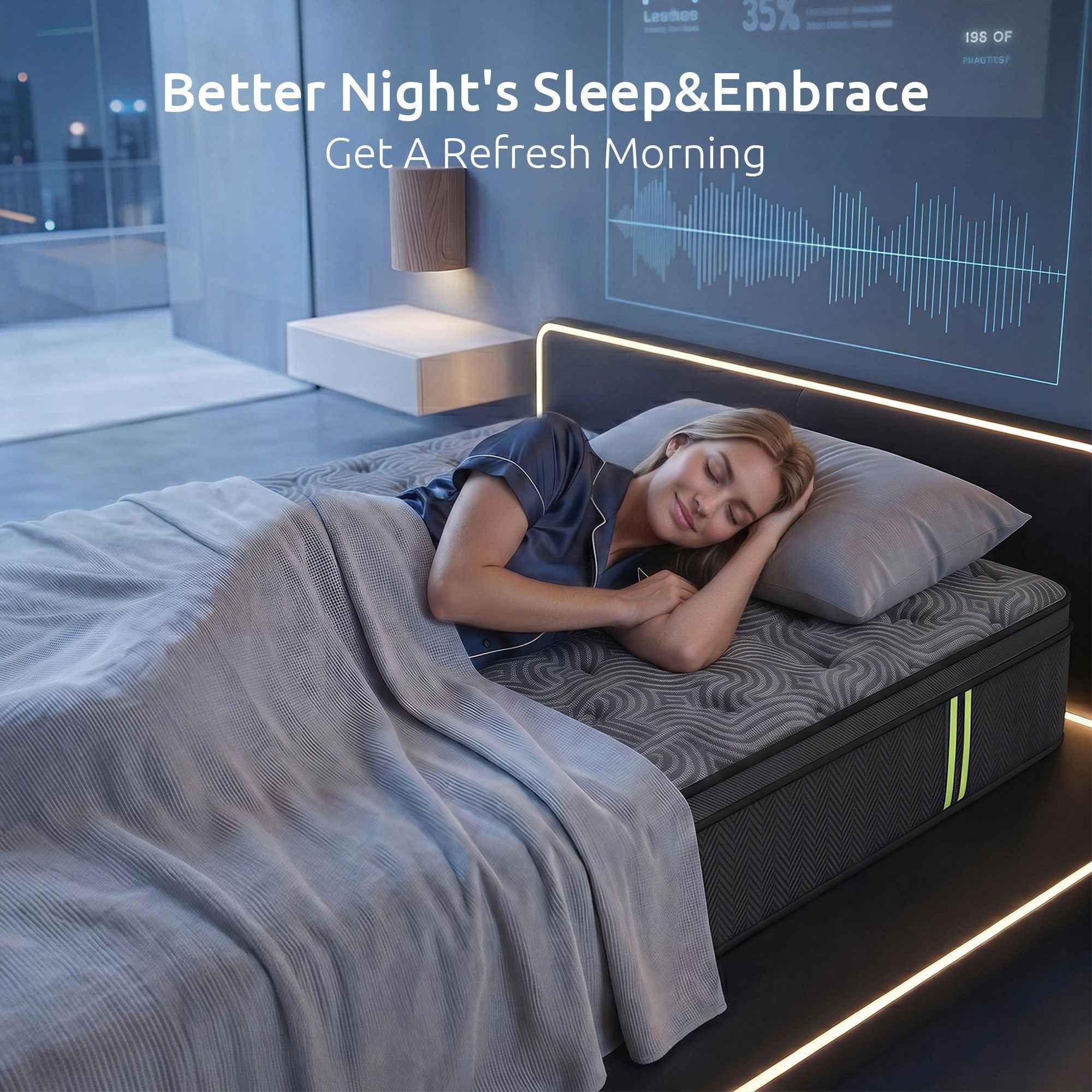 Levitex 34 cm Pocket Spring Mattress with Reinforced Edge Support & 5-Zone Pressure Relief Breathable Gel Memory Foam Hybrid Mattress for Back Pain Single