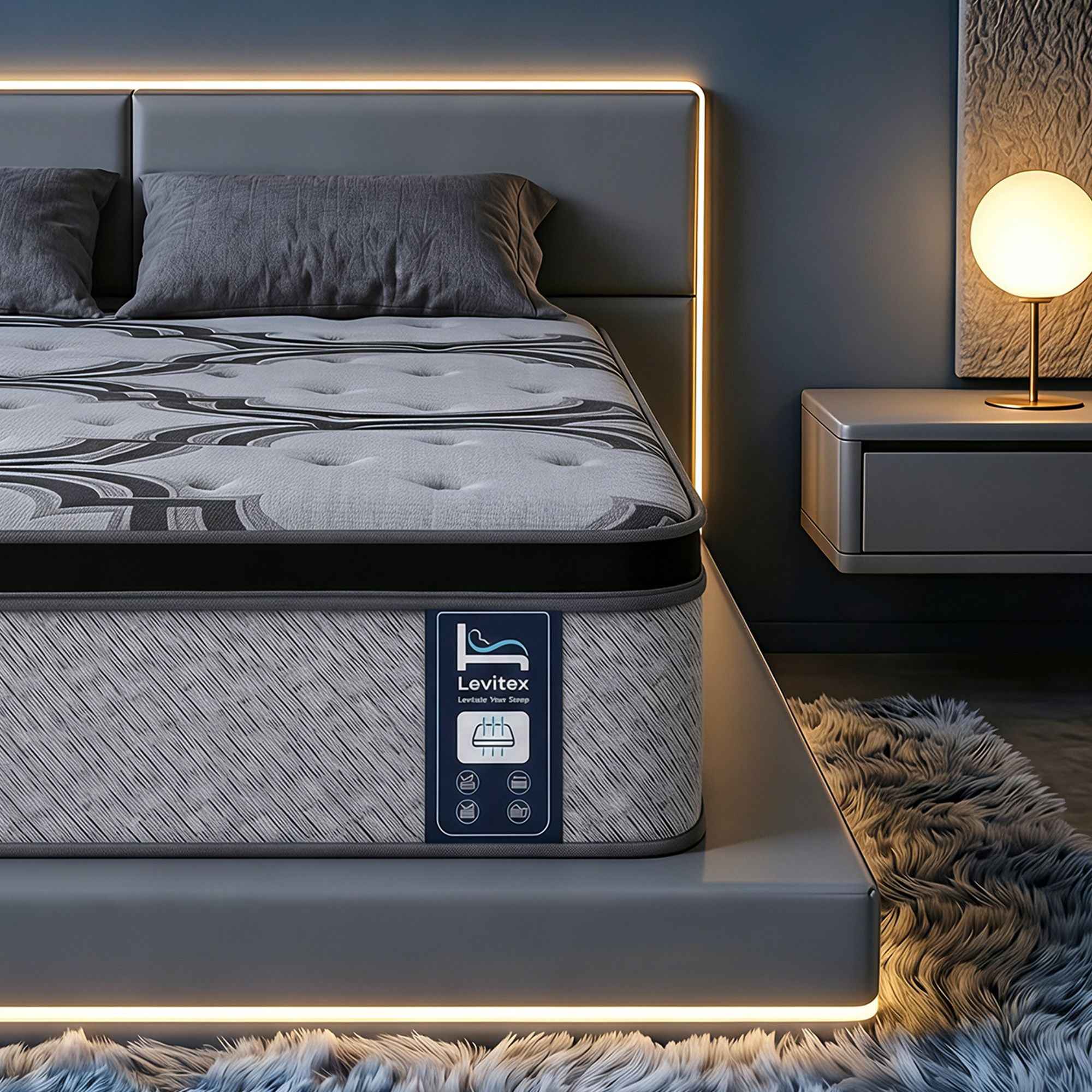 Levitex 5-Zone Pocket Spring Mattress with Latex & Memory Foam 7.5 Firm Hybrid Mattress for Extra Lumbar & Shoulder Support 34 cm Thickness King