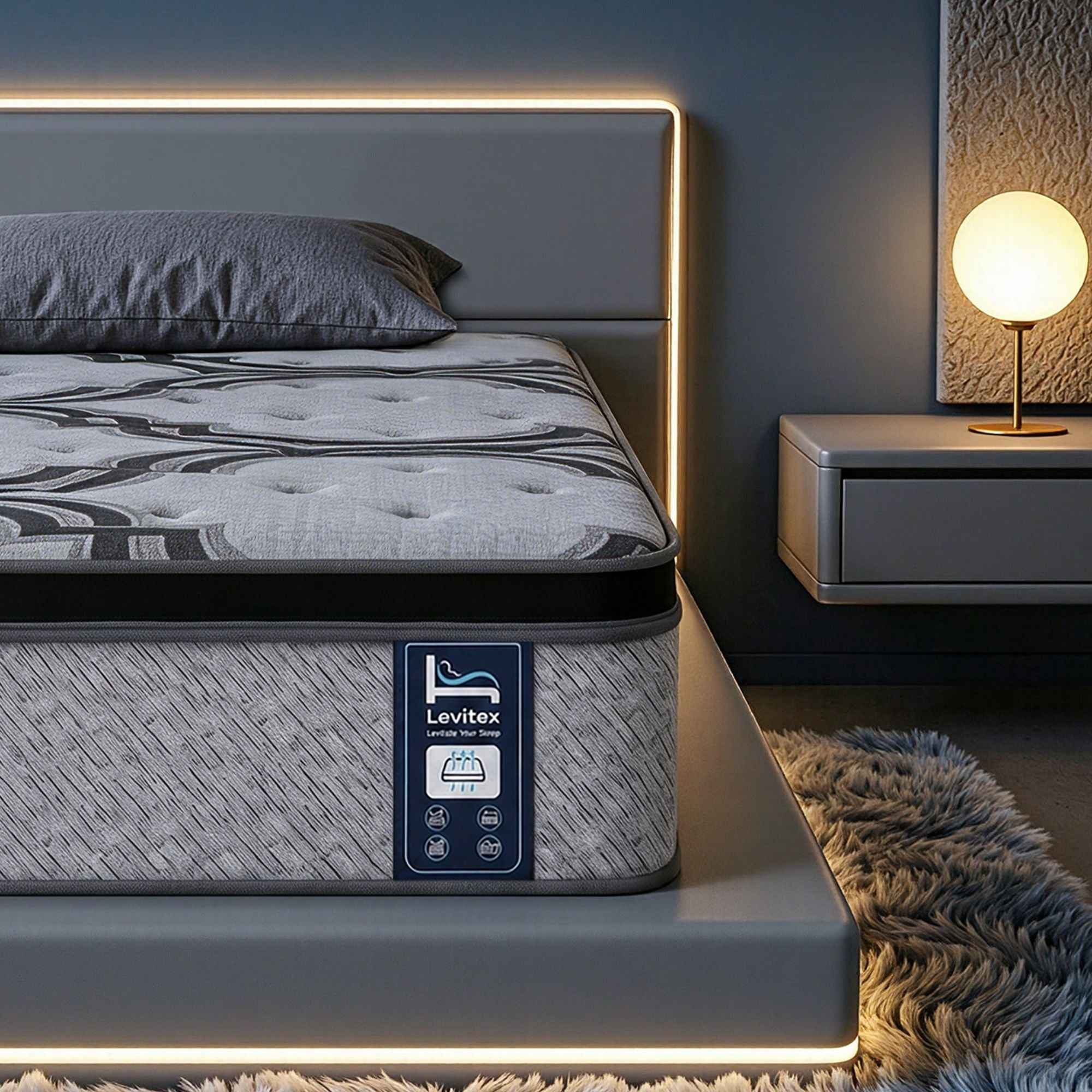 Levitex 5-Zone Pocket Spring Mattress with Latex & Memory Foam 7.5 Firm Hybrid Mattress for Extra Lumbar & Shoulder Support 34 cm Thickness King Single