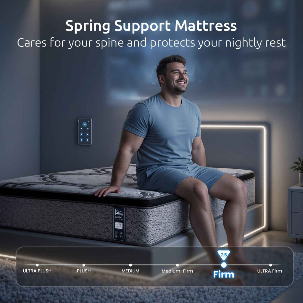 Levitex 5-Zone Pocket Spring Mattress with Latex & Memory Foam 7.5 Firm Hybrid Mattress for Extra Lumbar & Shoulder Support 34 cm Thickness Single