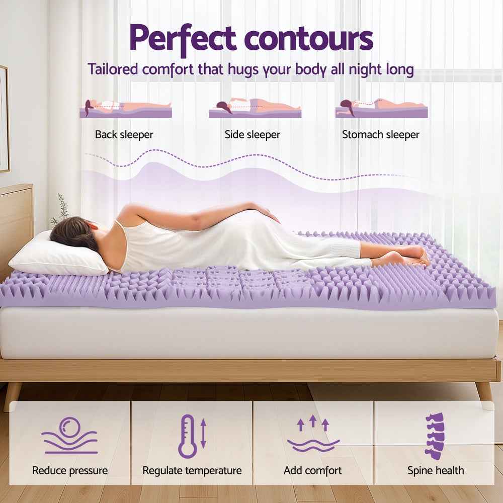 Giselle 8cm Memory Foam Mattress Topper Lavender Infused Bamboo Cover 7-Zone Double