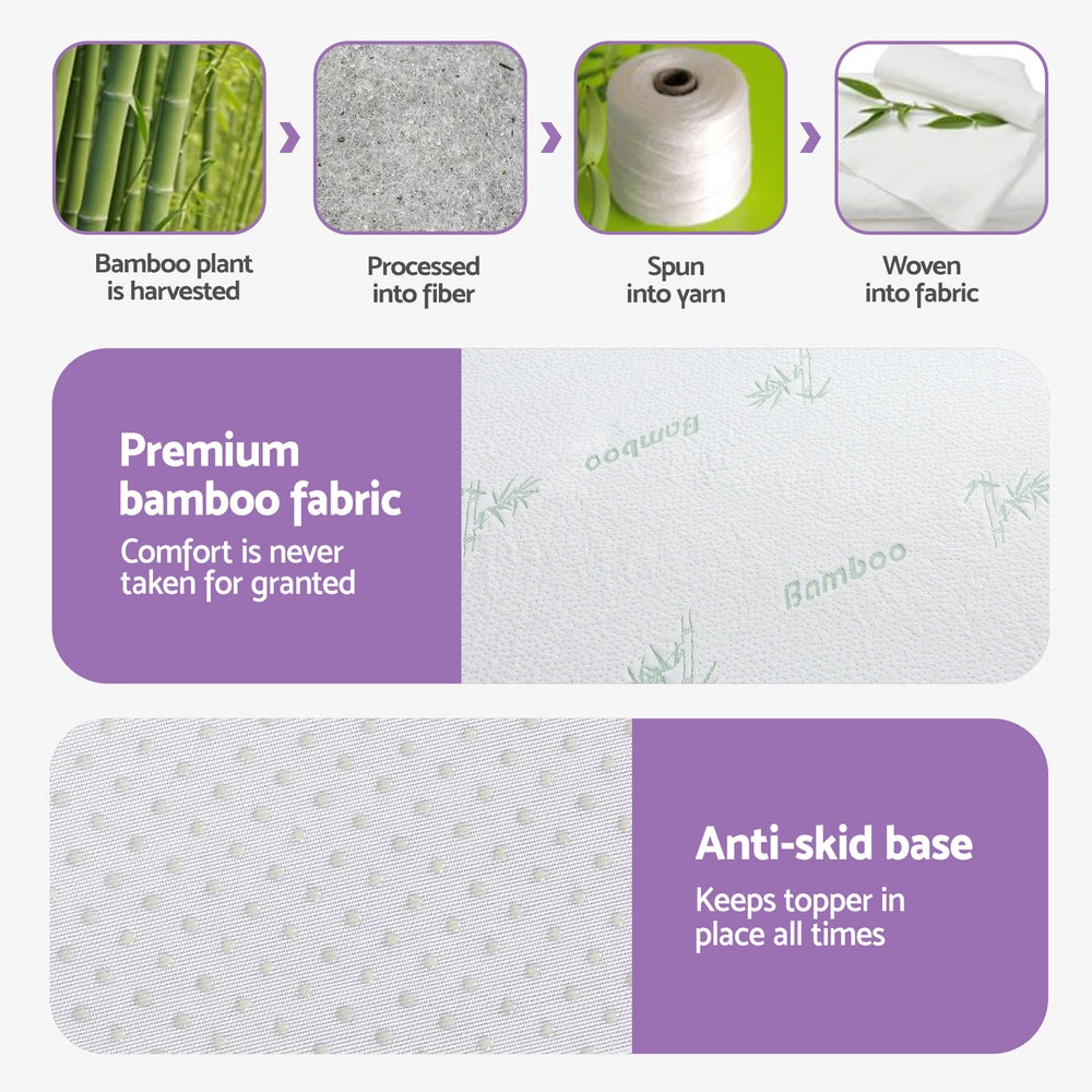 Giselle 8cm Memory Foam Mattress Topper Lavender Infused Bamboo Cover 7-Zone King