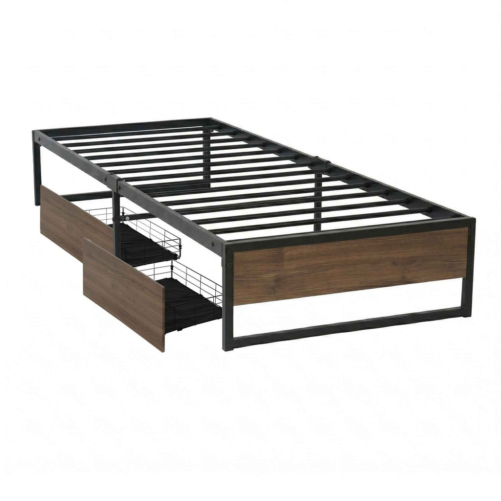 Artiss Bed Frame Metal Frame King Single Bed Base 2 Drawers OSLO