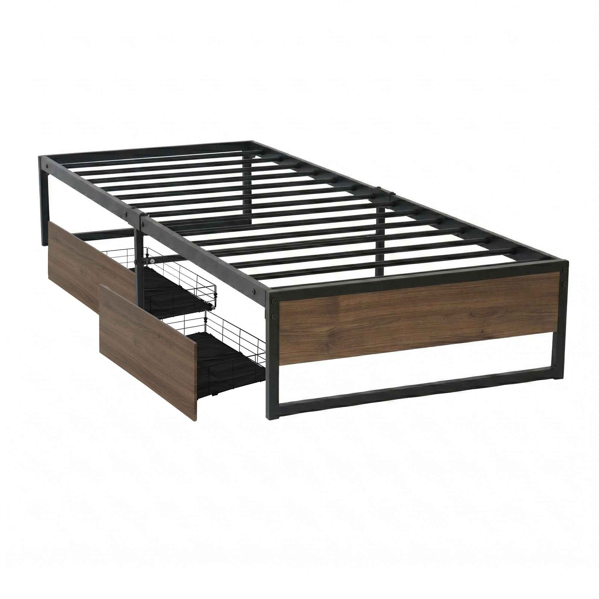 Artiss Bed Frame Metal Frame King Single Bed Base 2 Drawers OSLO