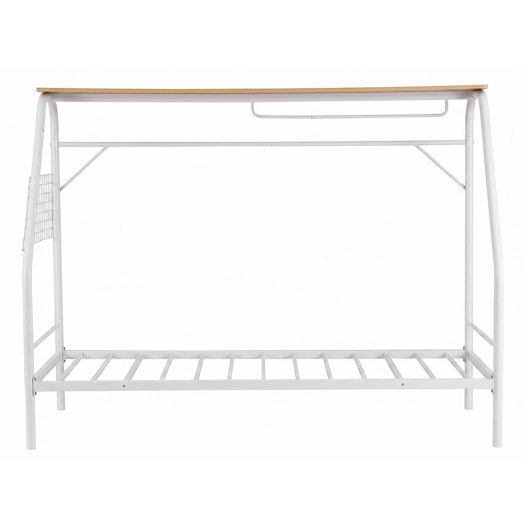 Artiss Single House Bed Frame Metal Canopy Bed Storage Shelf for Kids White