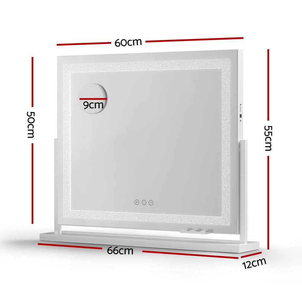 Embellir Makeup Mirror 60x50cm 360～ Rotatable Vanity Mirror with Lights Crystal LED