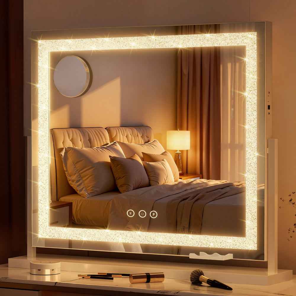 Embellir Makeup Mirror 60x50cm 360～ Rotatable Vanity Mirror with Lights Crystal LED
