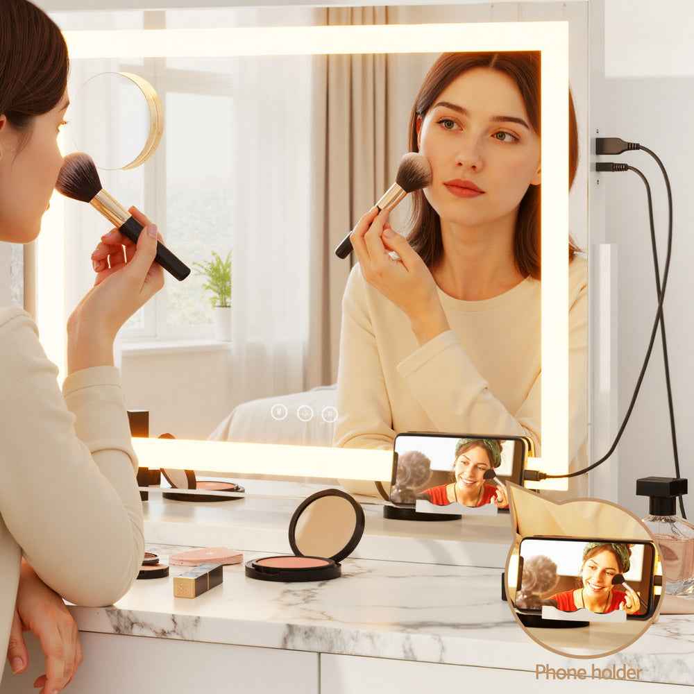 Embellir Makeup Mirror 80x58cm 360～ Rotatable Vanity Mirror with Lights Bright Light Strip Adjustable