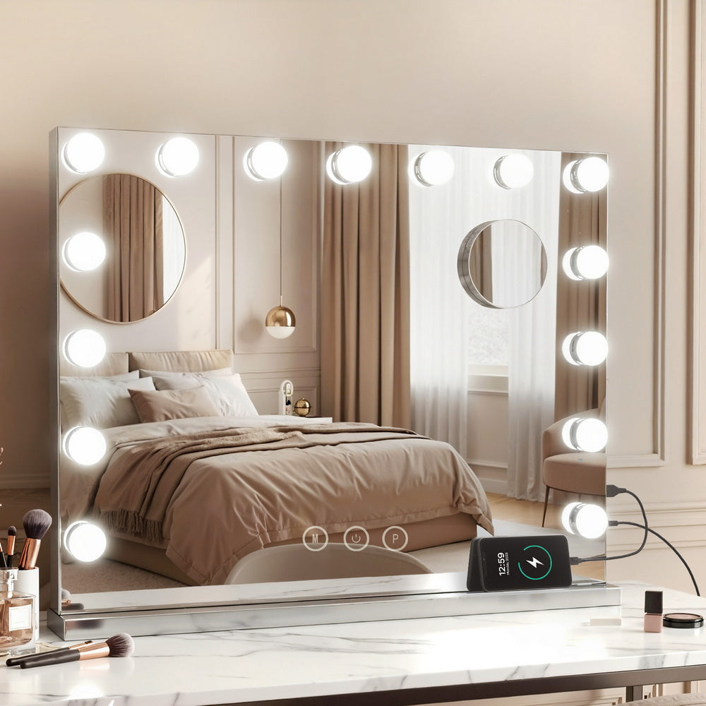 Espejo de maquillaje Embellir 58x46cm Hollywood Vanity con luz LED de sobremesa para pared