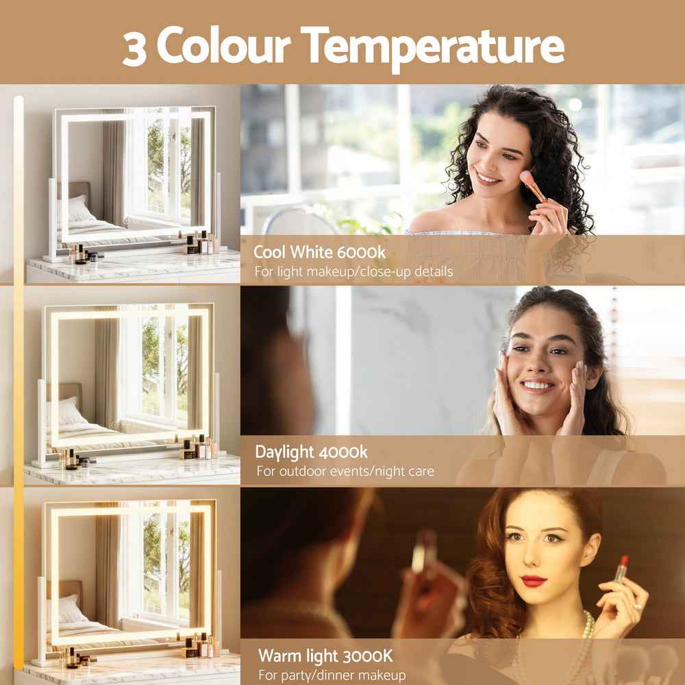 Embellir Makeup Mirror 58x46cm 360～ Rotatable Vanity Mirror with Lights Bright Light Strip Adjustable