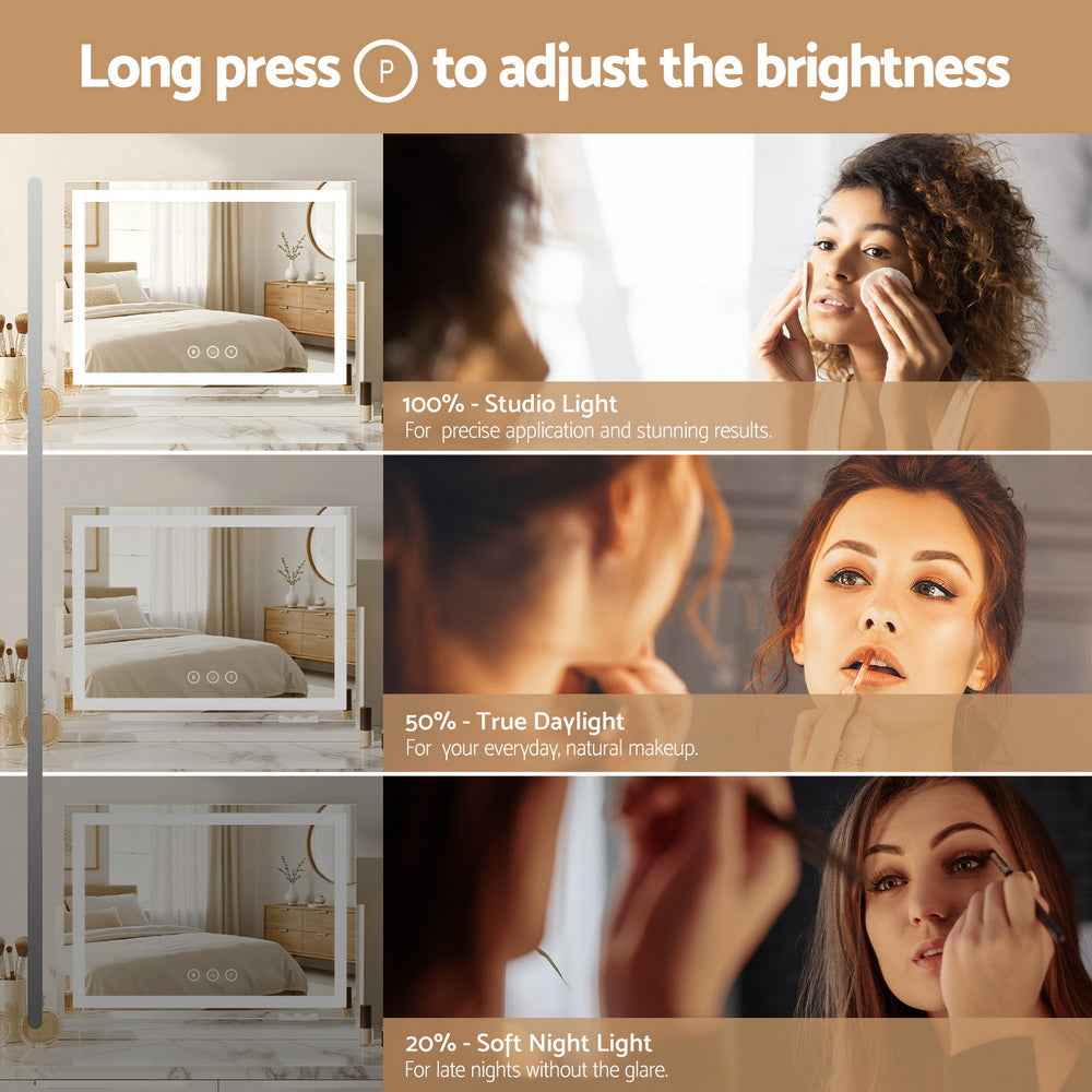 Embellir Makeup Mirror 58x46cm 360～ Rotatable Vanity Mirror with Lights Bright Light Strip Adjustable