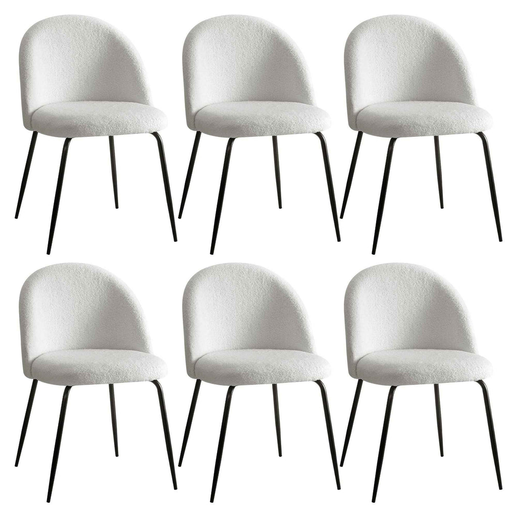 Artiss Dining Chairs Set of 6 Sherpa Boucle White