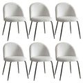 Artiss Dining Chairs Set of 6 Sherpa Boucle White