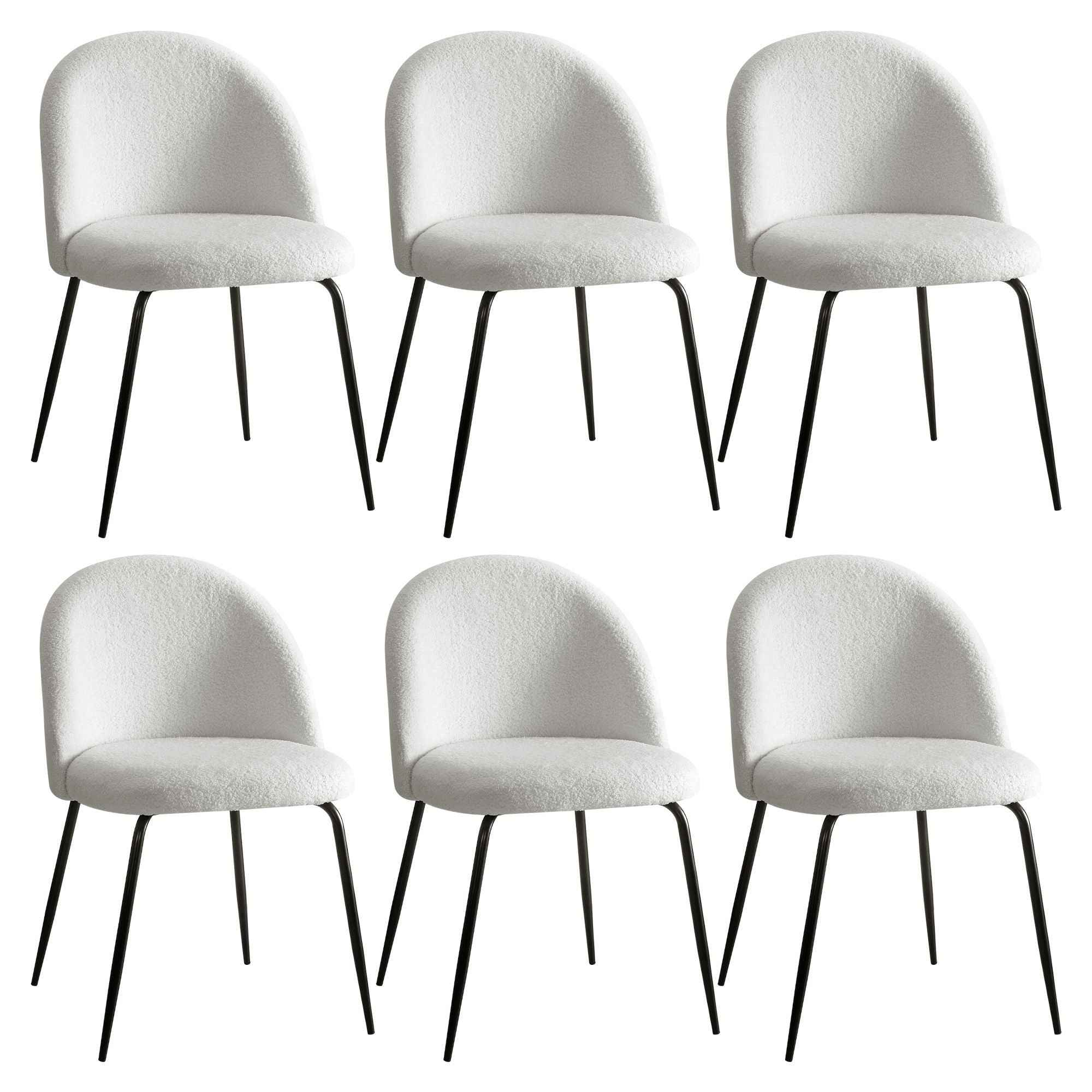 Artiss Dining Chairs Set of 6 Sherpa Boucle White