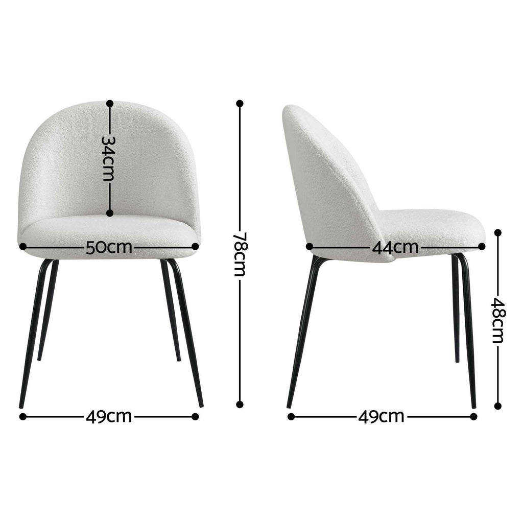 Artiss Dining Chairs Set of 6 Sherpa Boucle White
