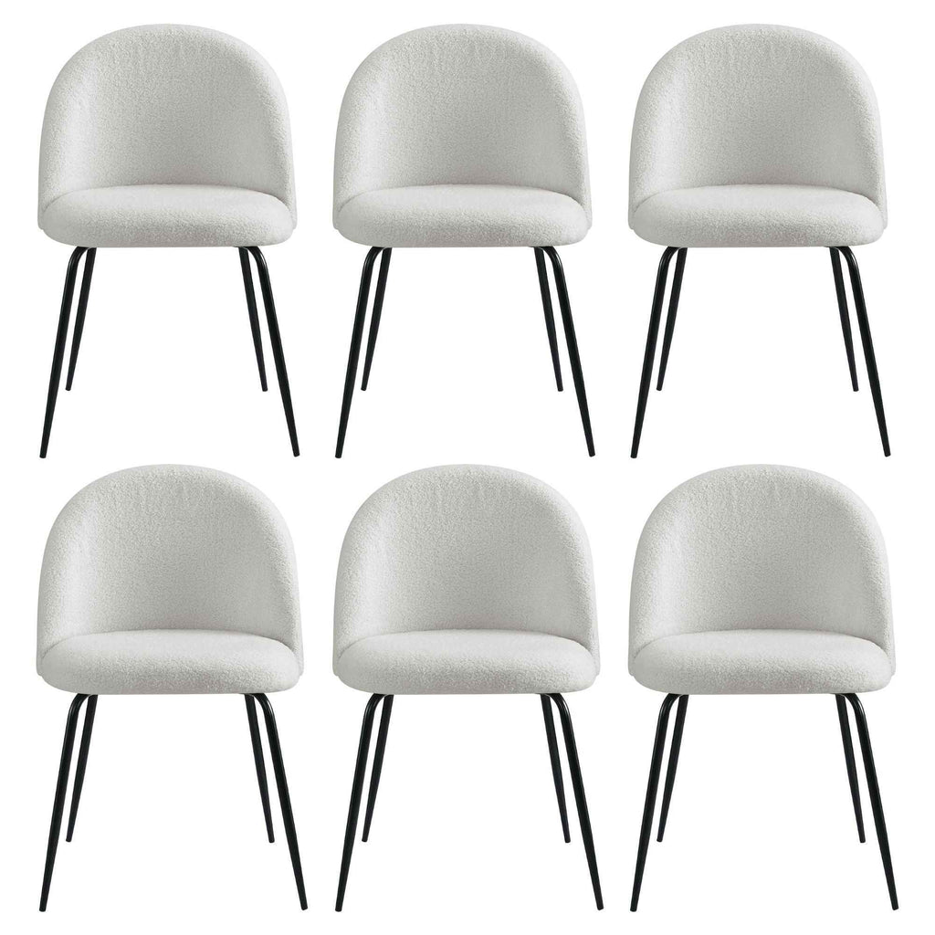 Artiss Dining Chairs Set of 6 Sherpa Boucle White