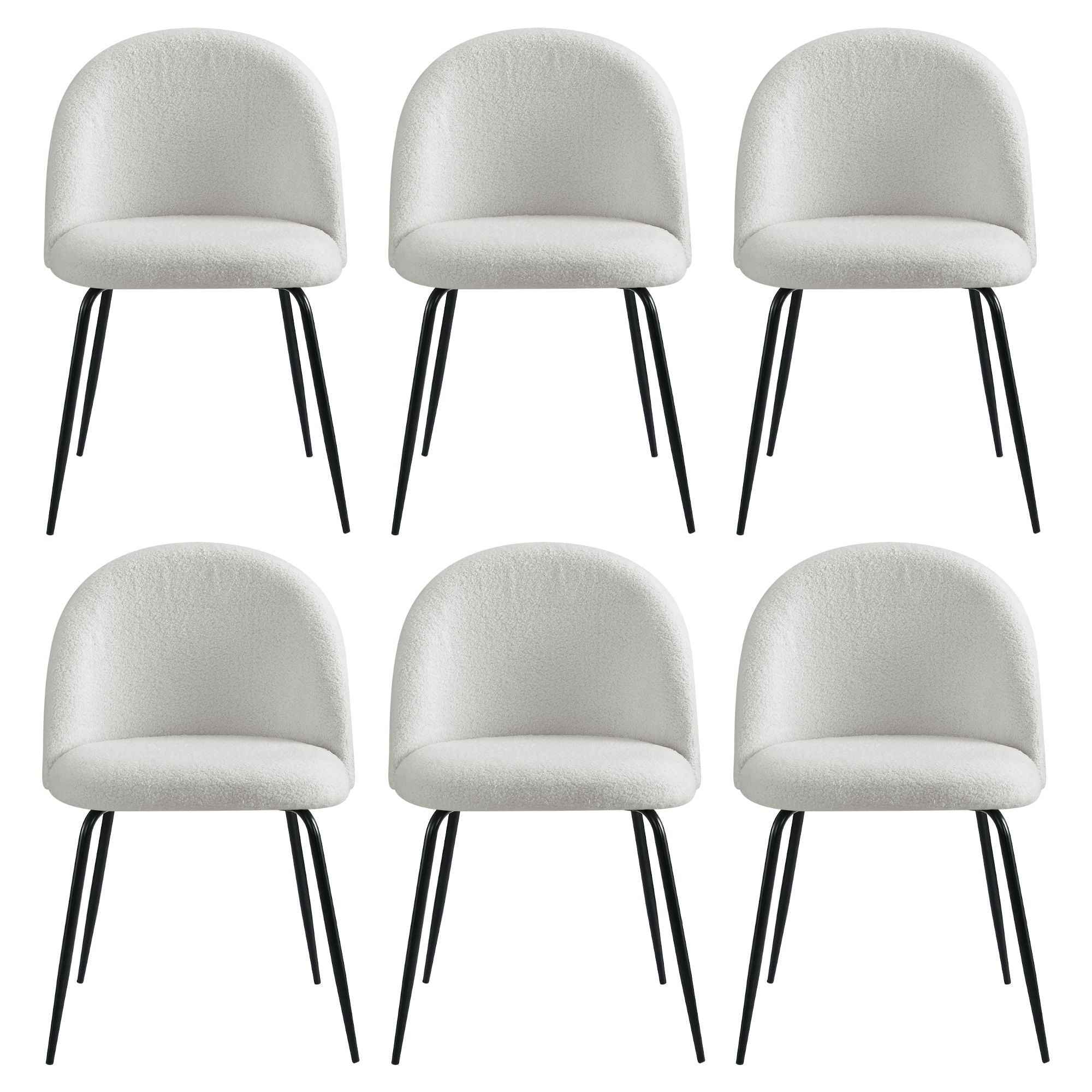 Artiss Dining Chairs Set of 6 Sherpa Boucle White
