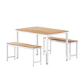 Artiss Dining Table and Chairs Set 3PCS Metal Desk Bench Sets Kitchen Furniture