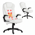 Silla de oficina con masaje de 8 puntos Artiss, asiento reclinable con calefacción, PU, ​​color blanco