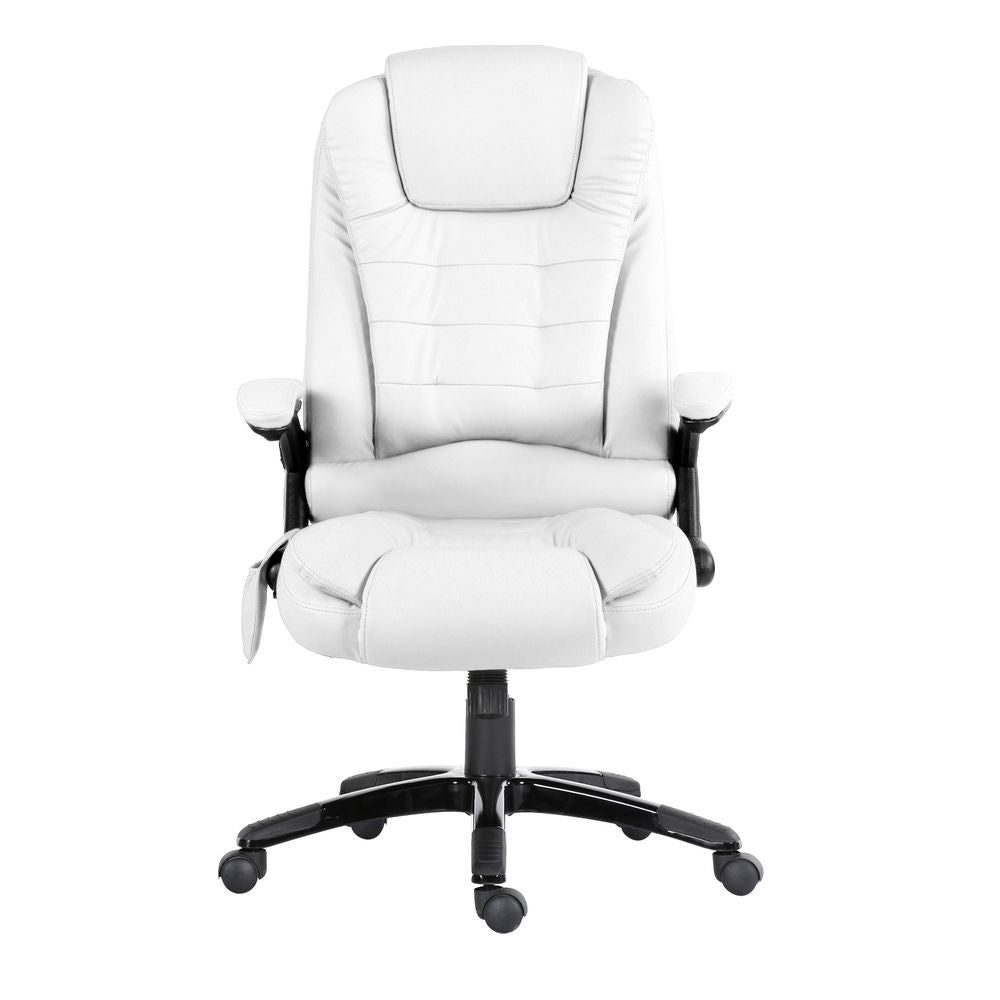 Silla de oficina con masaje de 8 puntos Artiss, asiento reclinable con calefacción, PU, ​​color blanco