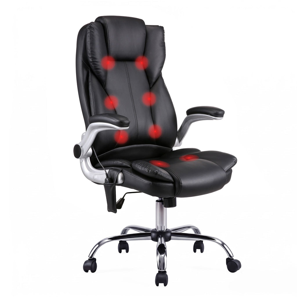 Artiss 8 Point Massage Office Chair PU Leather Black