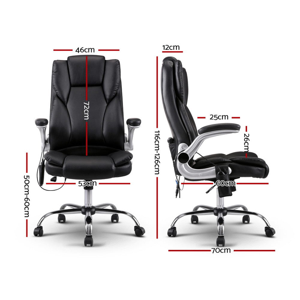 Artiss 8 Point Massage Office Chair PU Leather Black - YDS.com.au