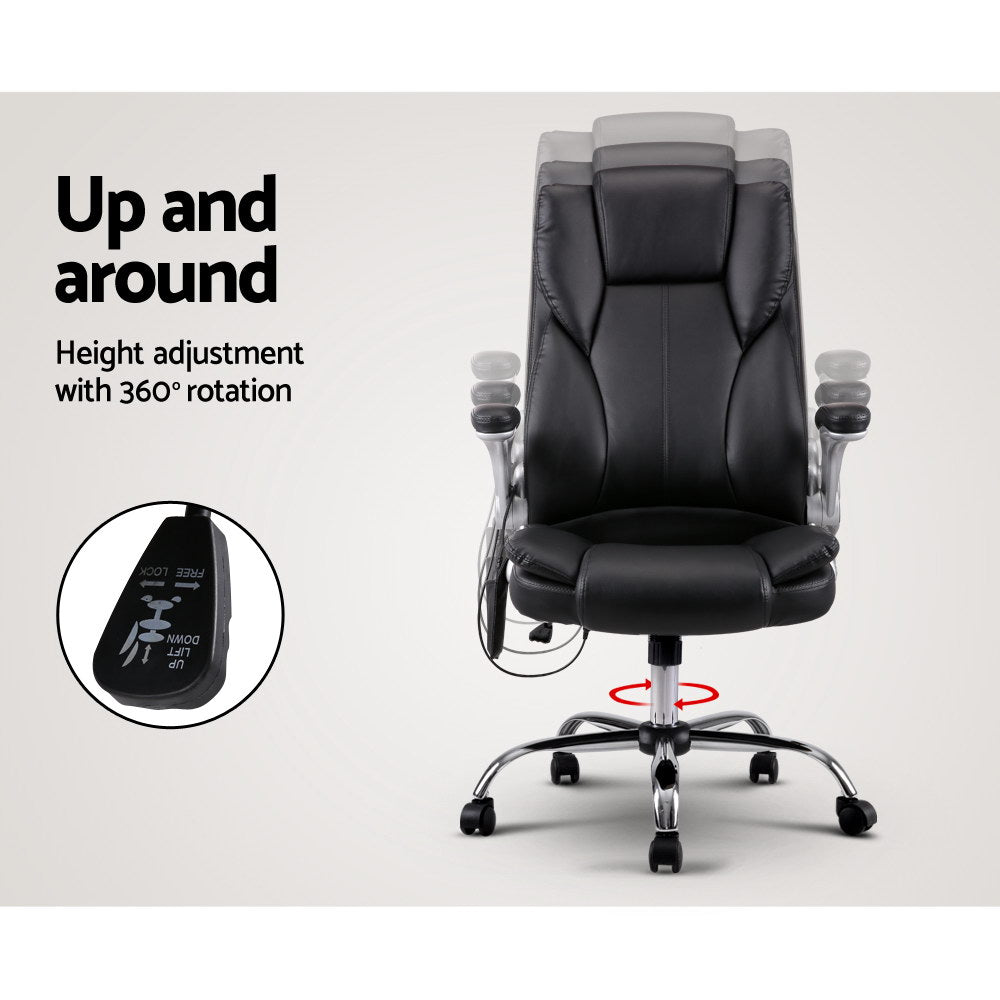 Artiss 8 Point Massage Office Chair PU Leather Black - YDS.com.au