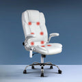 Artiss 8 Point Massage Office Chair PU Leather White - YDS.com.au